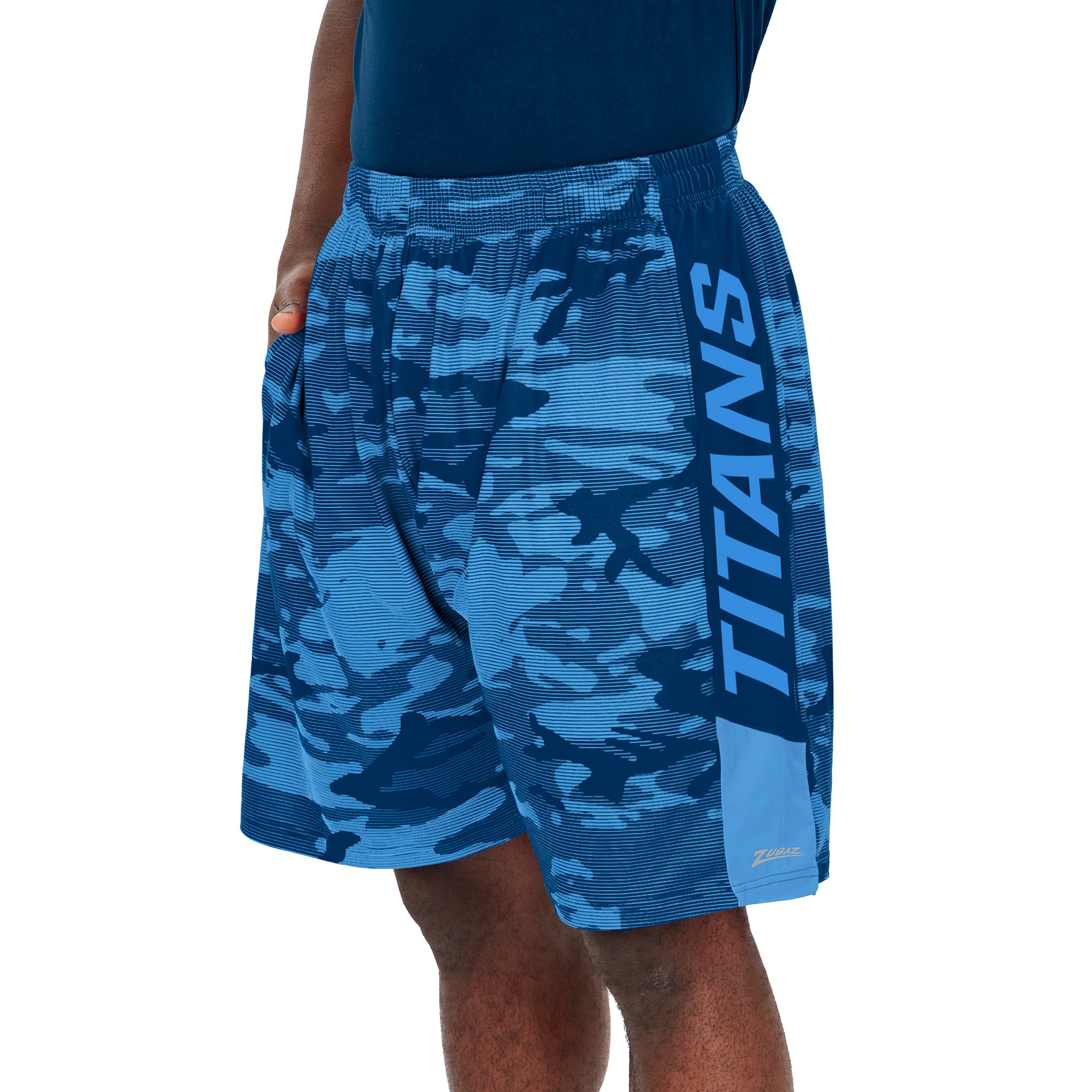 Zubaz Men's NFL Tennessee Titans Lightweight Shorts with Camo Lines