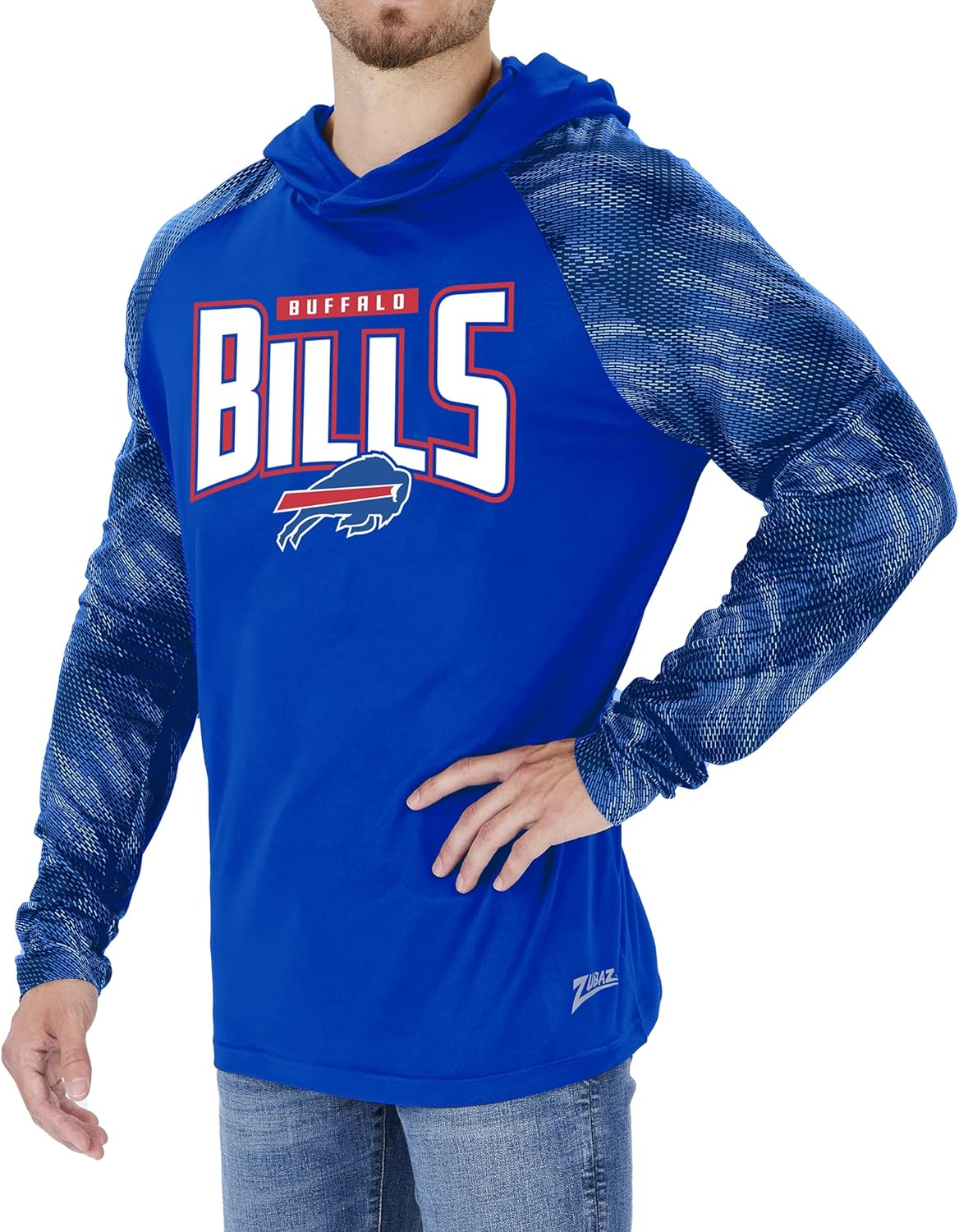 Zubaz Men's BUFFALO BILLS ROYAL BLUE LW HOOD W/ TONAL VIPER PRINT SLEEVES