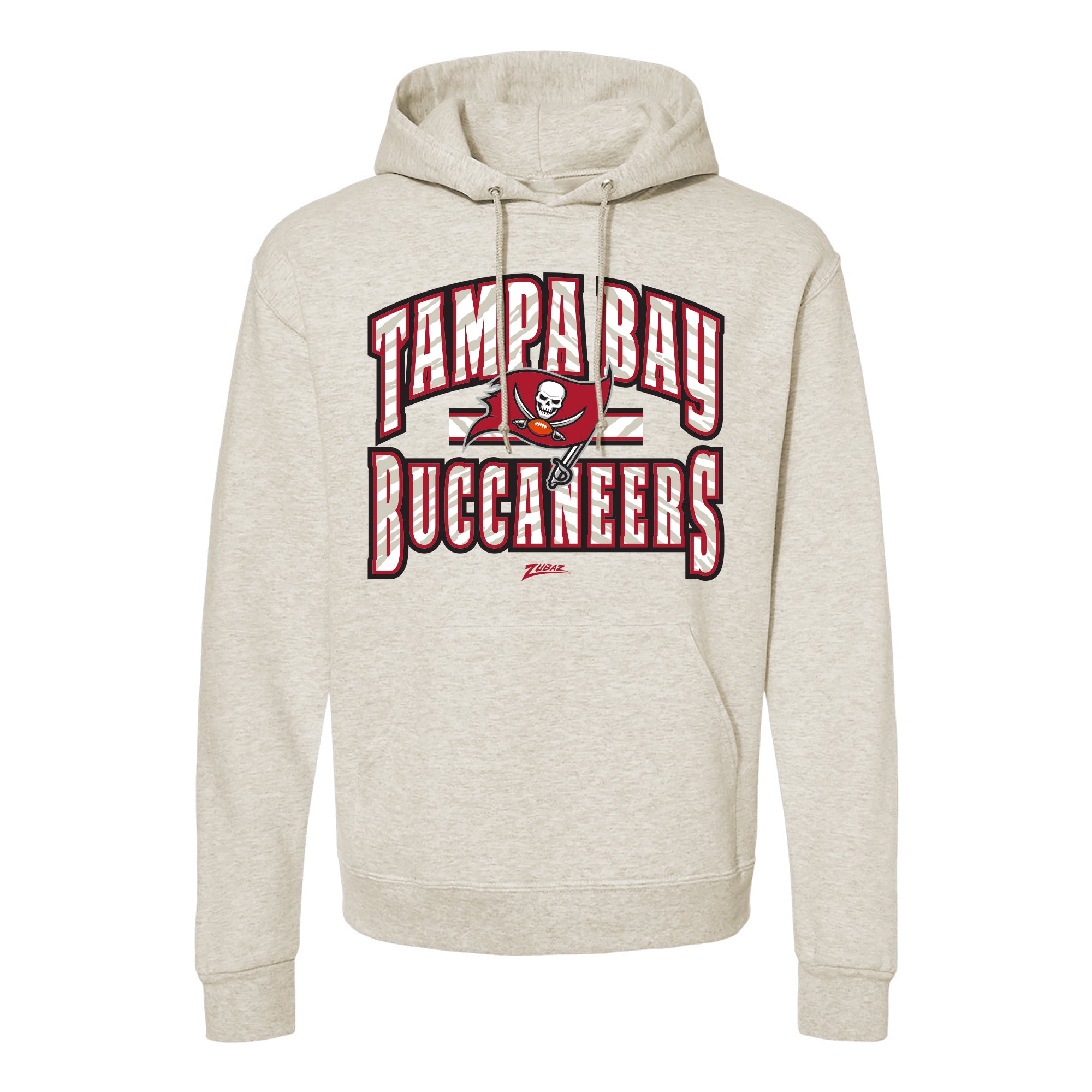 Zubaz NFL Tampa Bay Buccaneers  Unisex Pullover Fleece Hoodie for Adult Men and Women, Z2T Kickoff, Oatmeal Heather