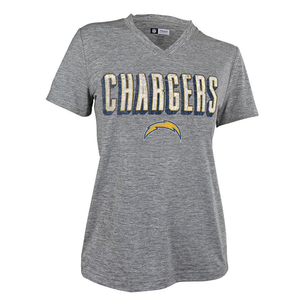 Zubaz NFL Women's Los Angeles Chargers Retro Zebra V-Neck T-Shirt