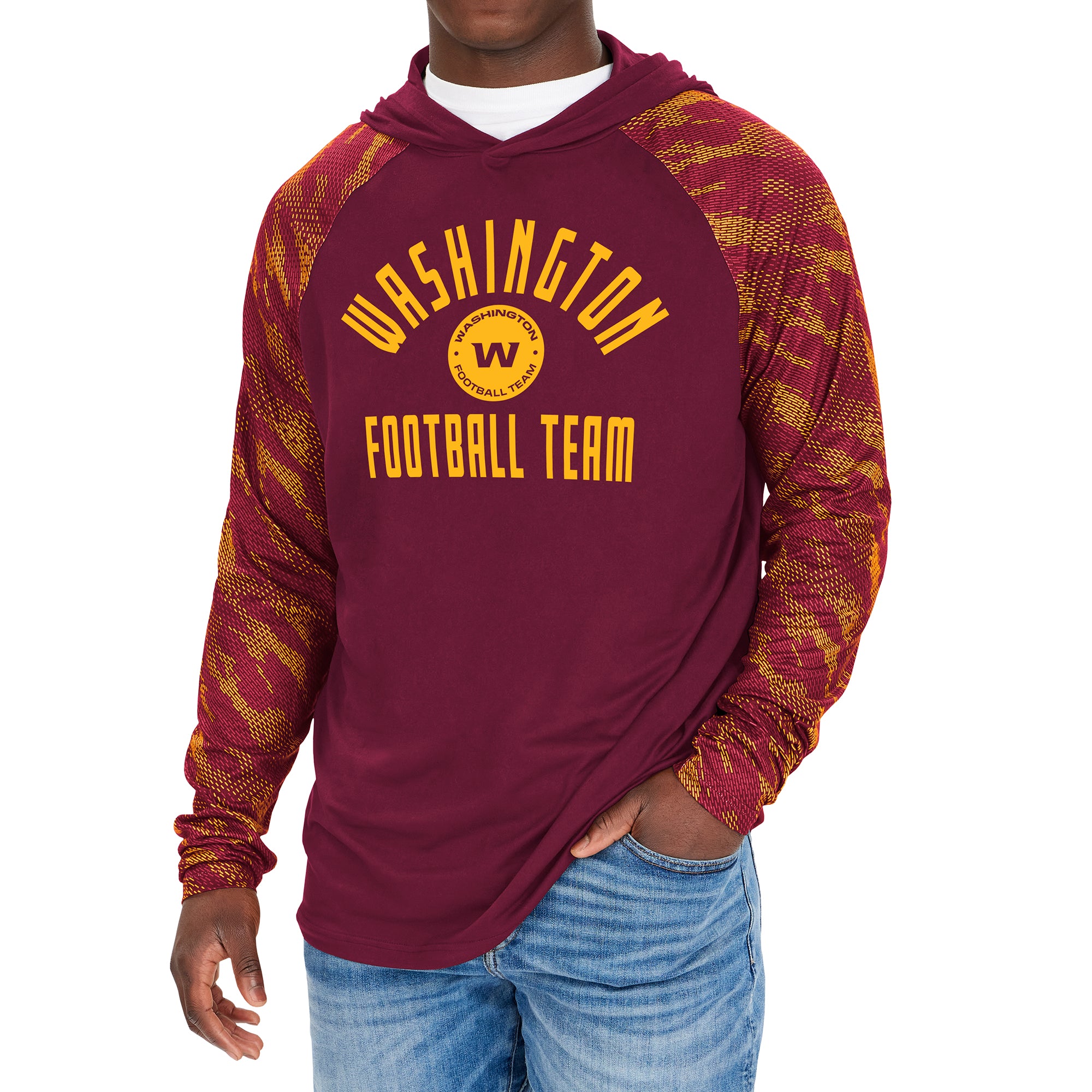 Zubaz NFL Men's Washington Football Team Viper Print Pullover Hooded Sweatshirt