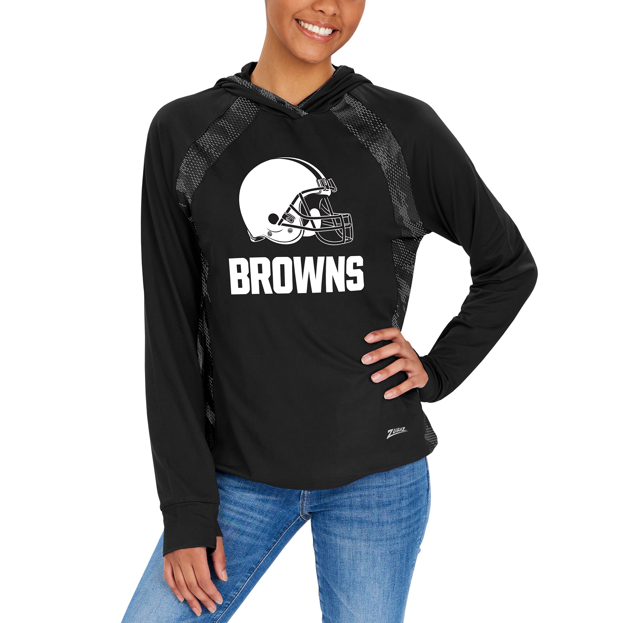 Zubaz NFL Women's Cleveland Browns Elevated Lightweight Hoodie Tonal Viper Print