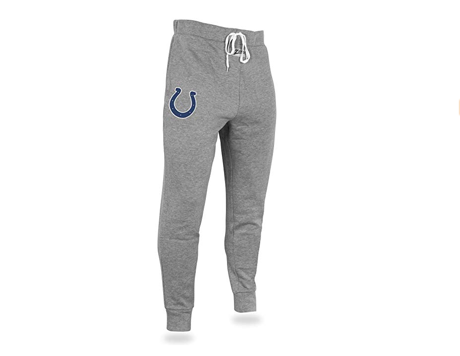 Zubaz NFL Men's Indianapolis Colts Solid Gray Team Logo Jogger Pants