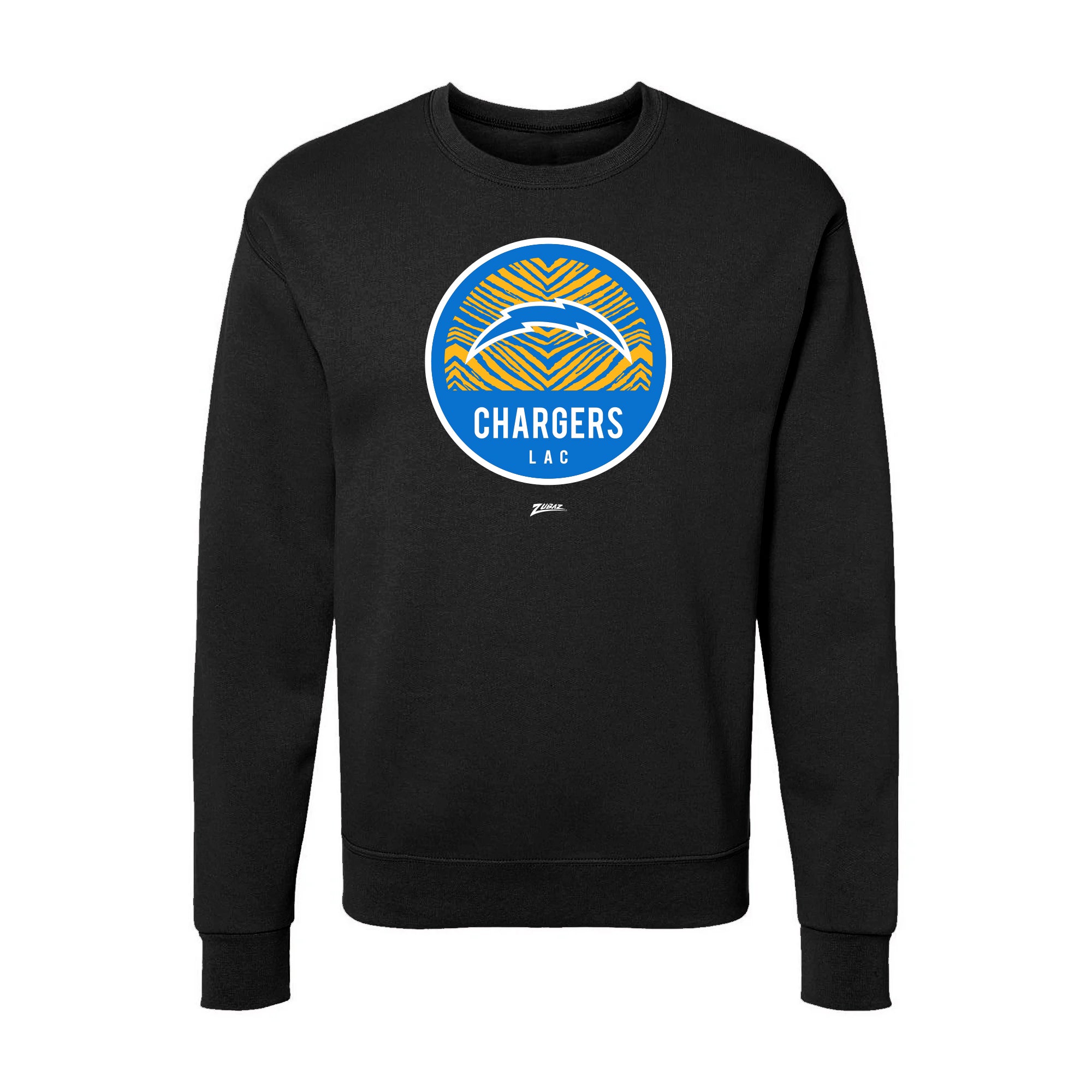 Zubaz NFL Los Angeles Chargers Unisex Adult Men's & Women's Pullover Fleece Crew Neck Sweatshirt, Z2C Dime Back, Black