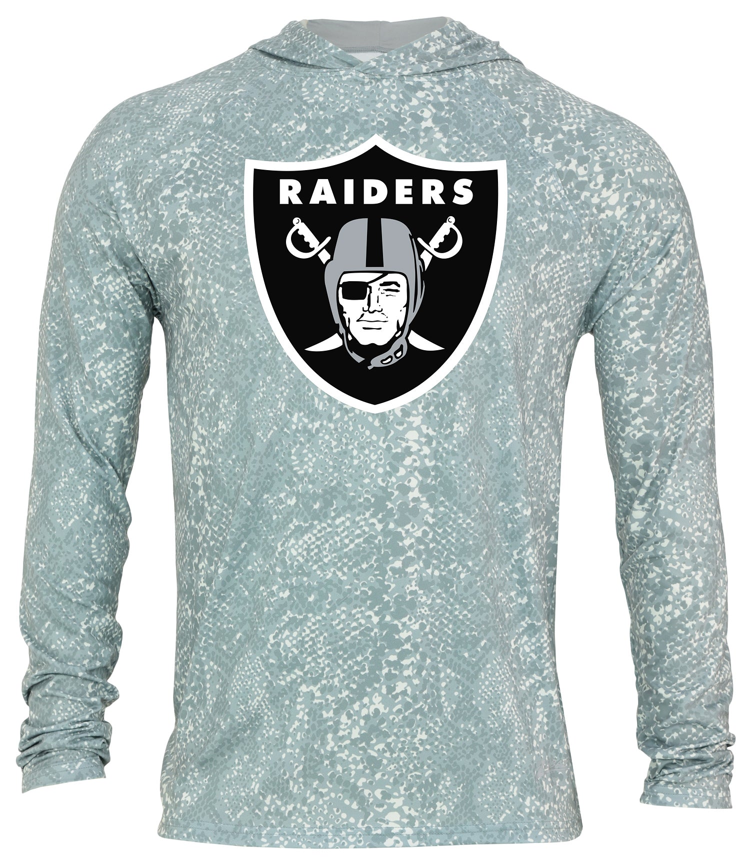 Zubaz NFL Men's Light Weight All Over Post Gray Tonal Hoodie, With Pri