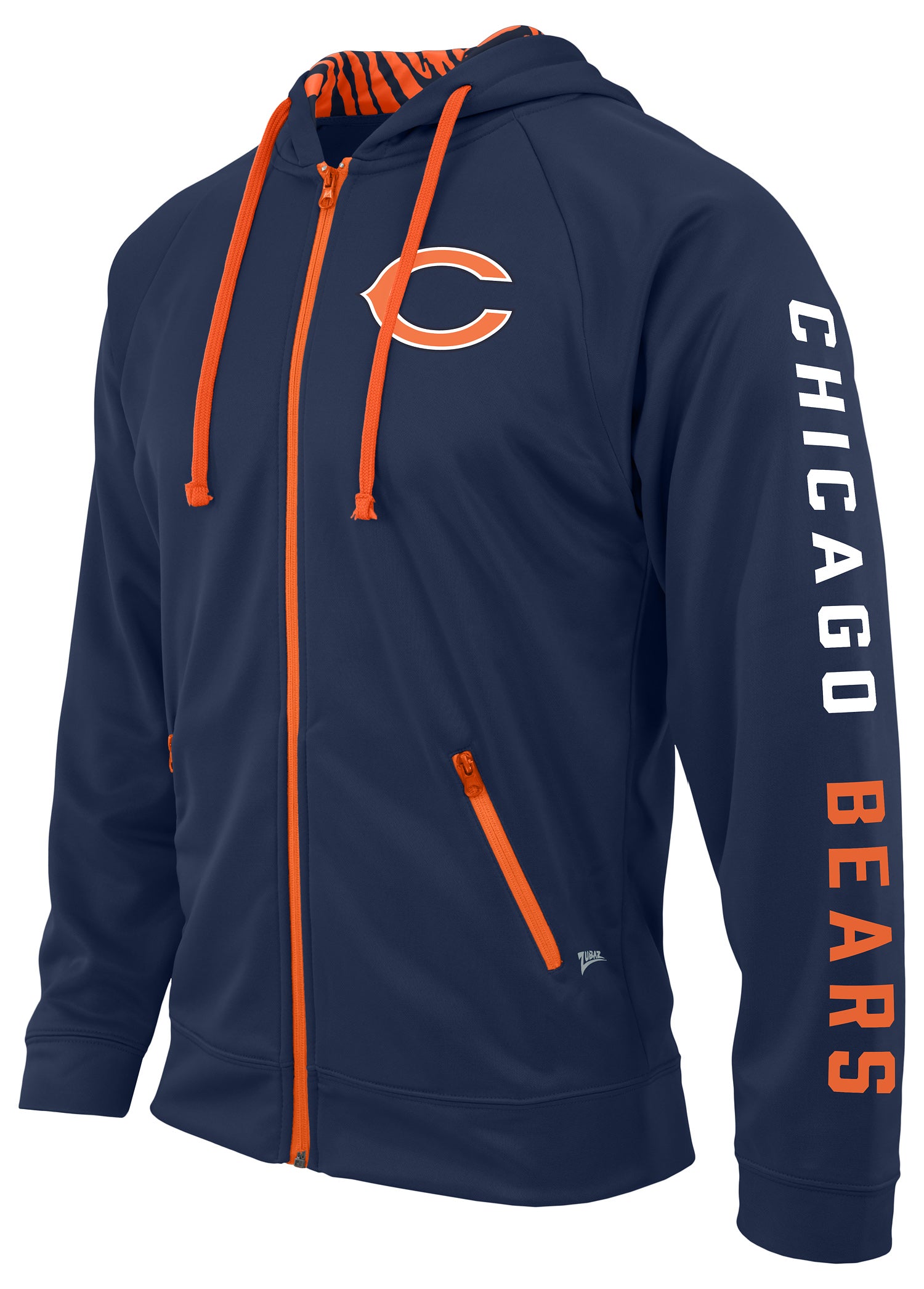 Zubaz NFL Men's Team Name and Logo Full Zip Hoodie Chicago Bears