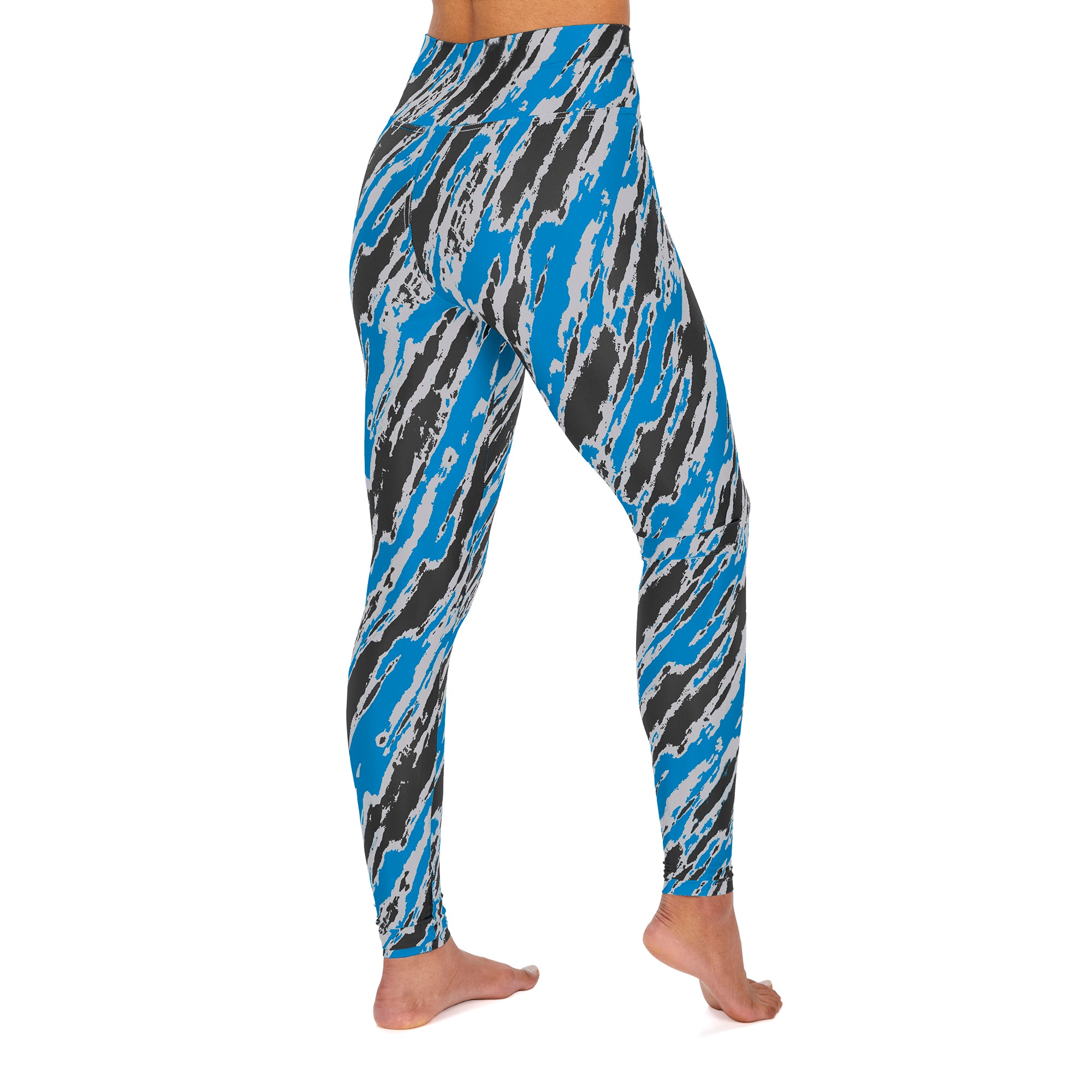 Zubaz NFL Women's Carolina Panthers Diagonal Streak Leggings