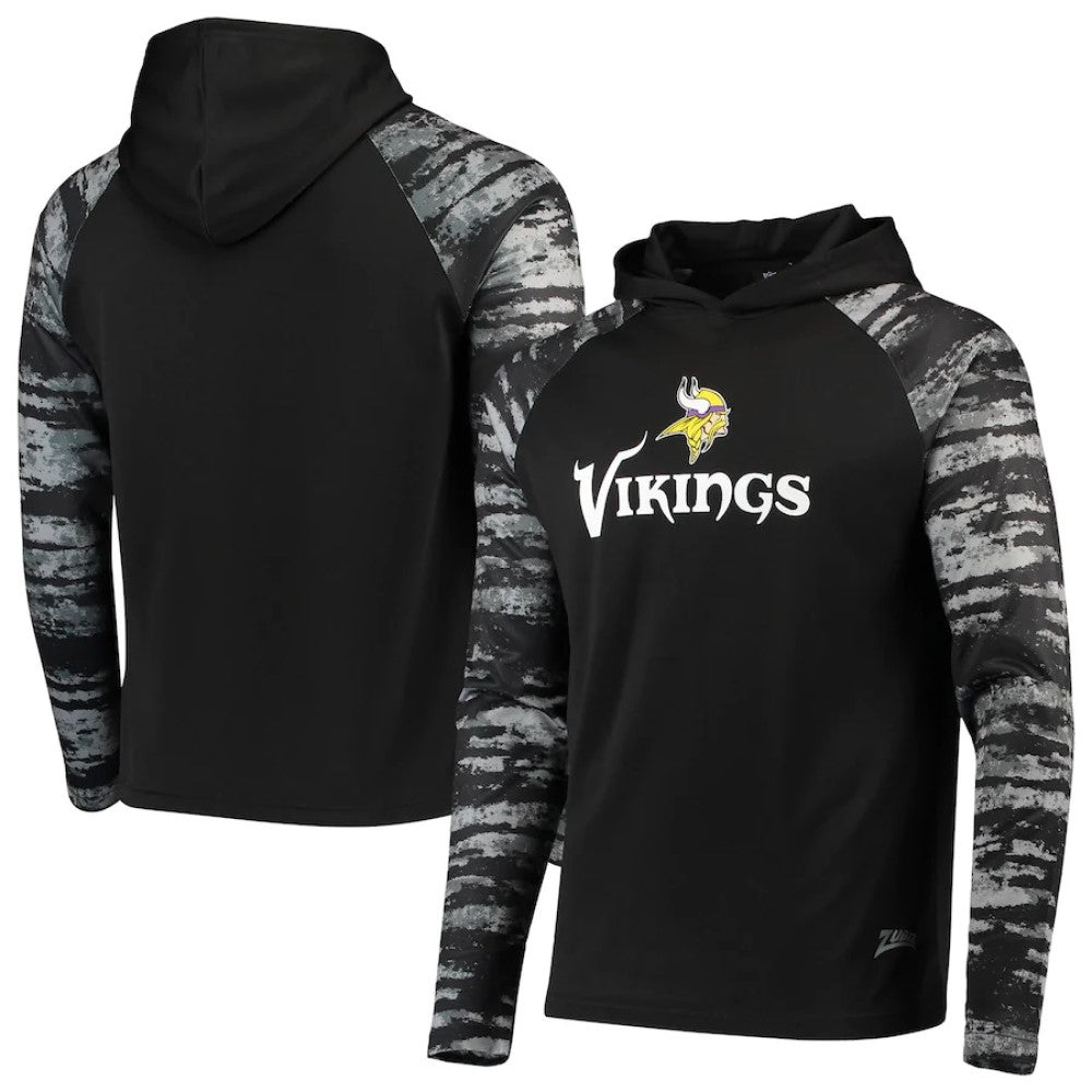 Zubaz NFL Men's Minnesota Vikings Oxide Raglan French Terry Pullover Hoodie