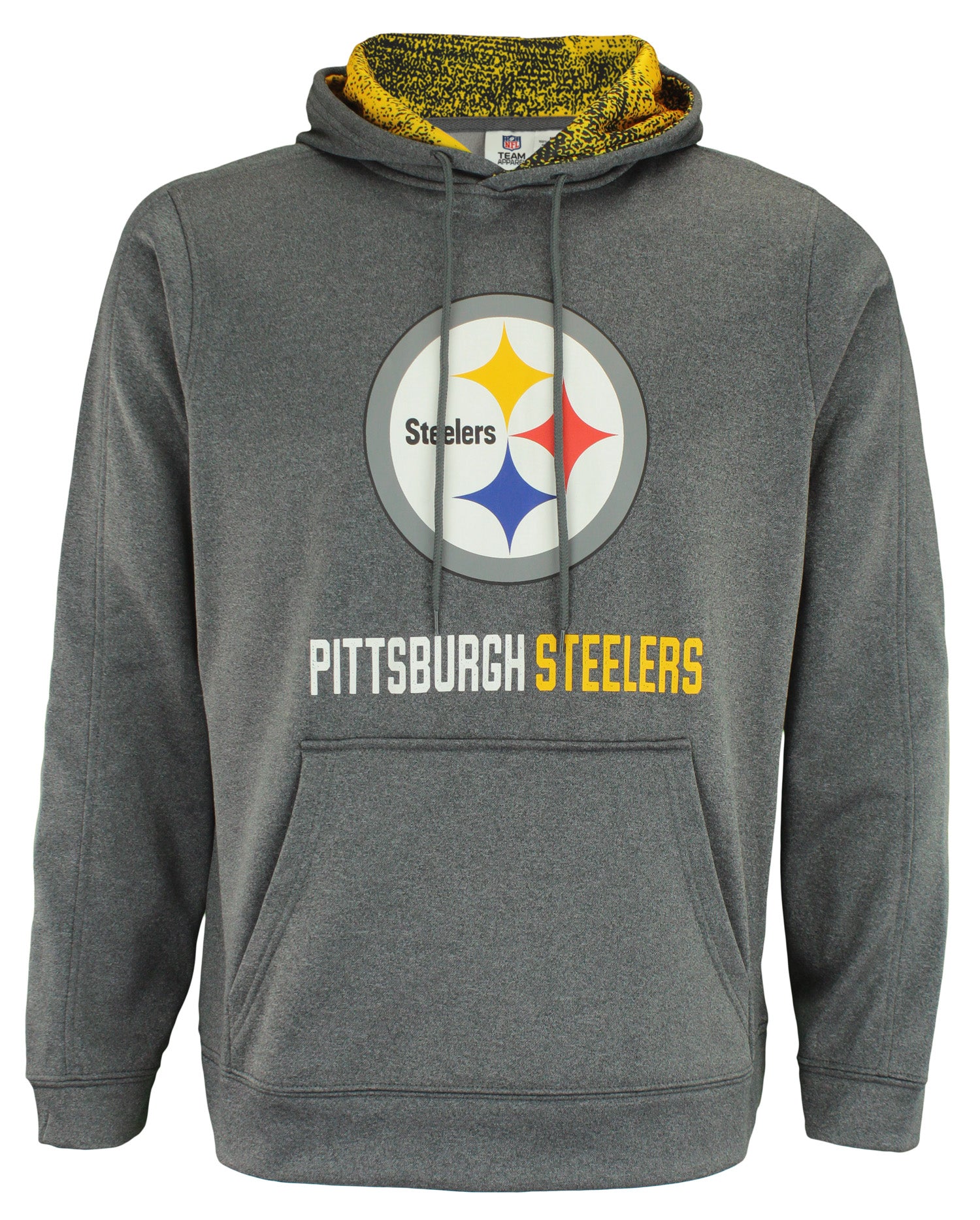 Zubaz NFL Pittsburgh Steelers Men's Heather Grey Performance Fleece Hoodie