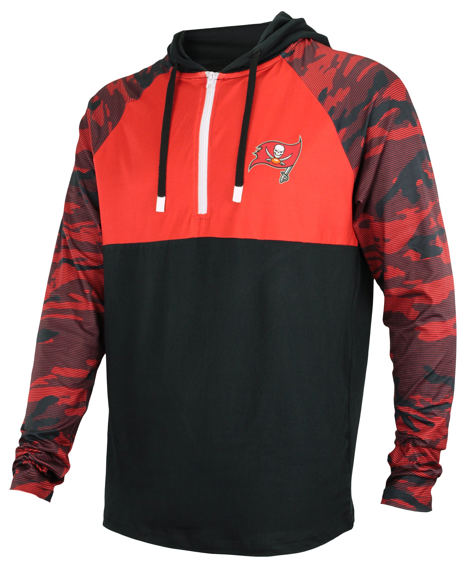 Zubaz NFL Men's Tampa Bay Buccaneers Team Color Block  Hoodie W/ Camo Lines