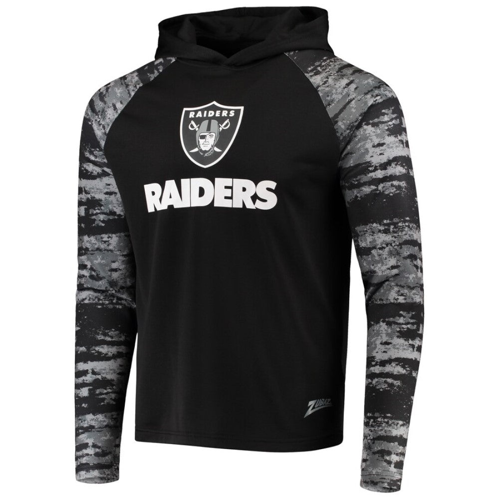 Zubaz NFL Men's Oakland Raiders Oxide Raglan French Terry Pullover Hoodie