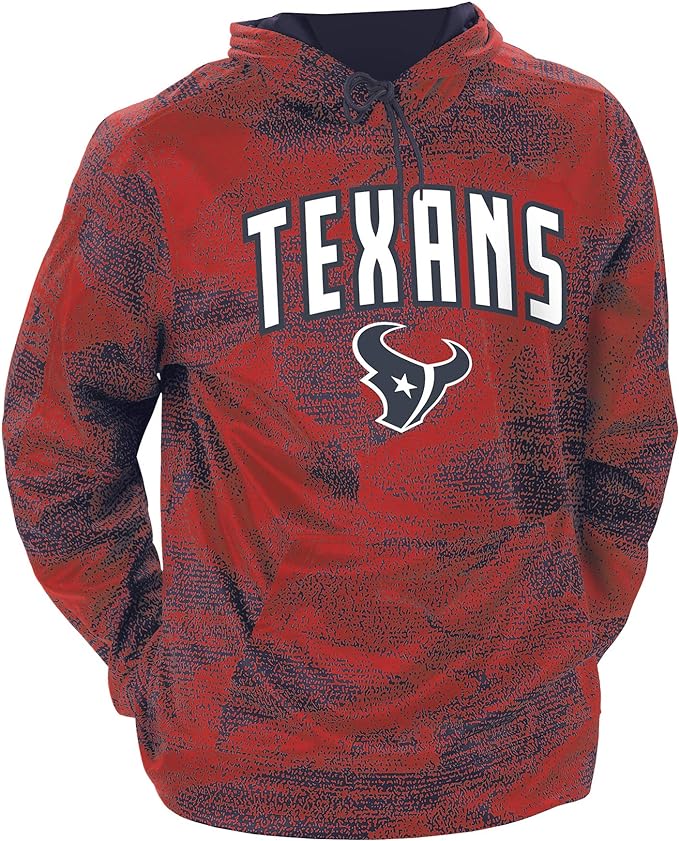 Zubaz Men's HOUSTON TEXANS NAVY BLUE/RED STATIC HOOD W/ LOGO & WORDMARK XL