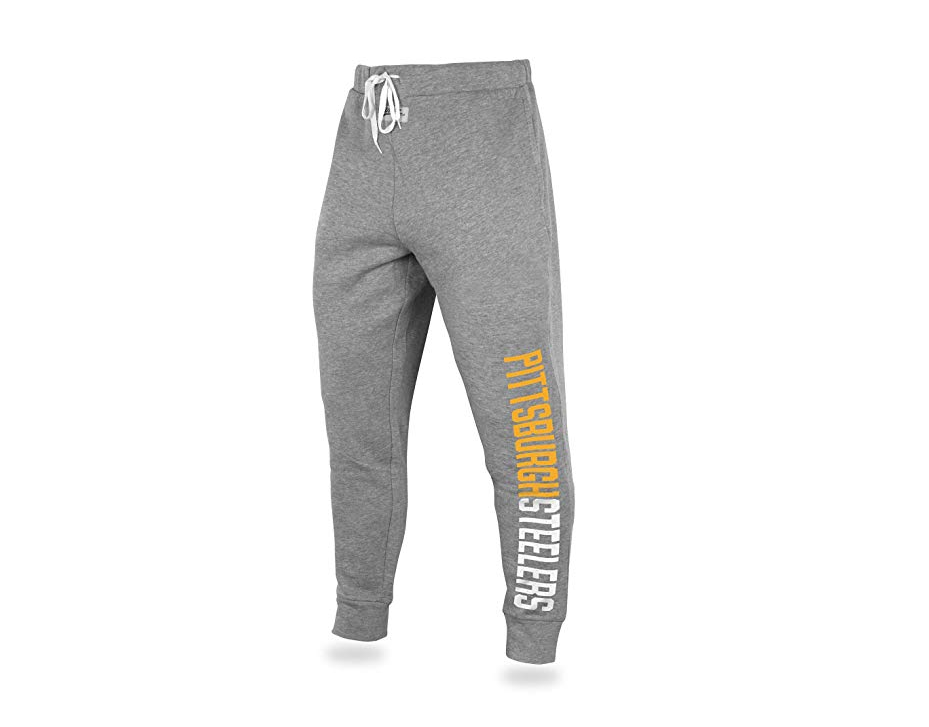 Zubaz NFL Men's Pittsburgh Steelers Solid Gray Team Logo Jogger Pants