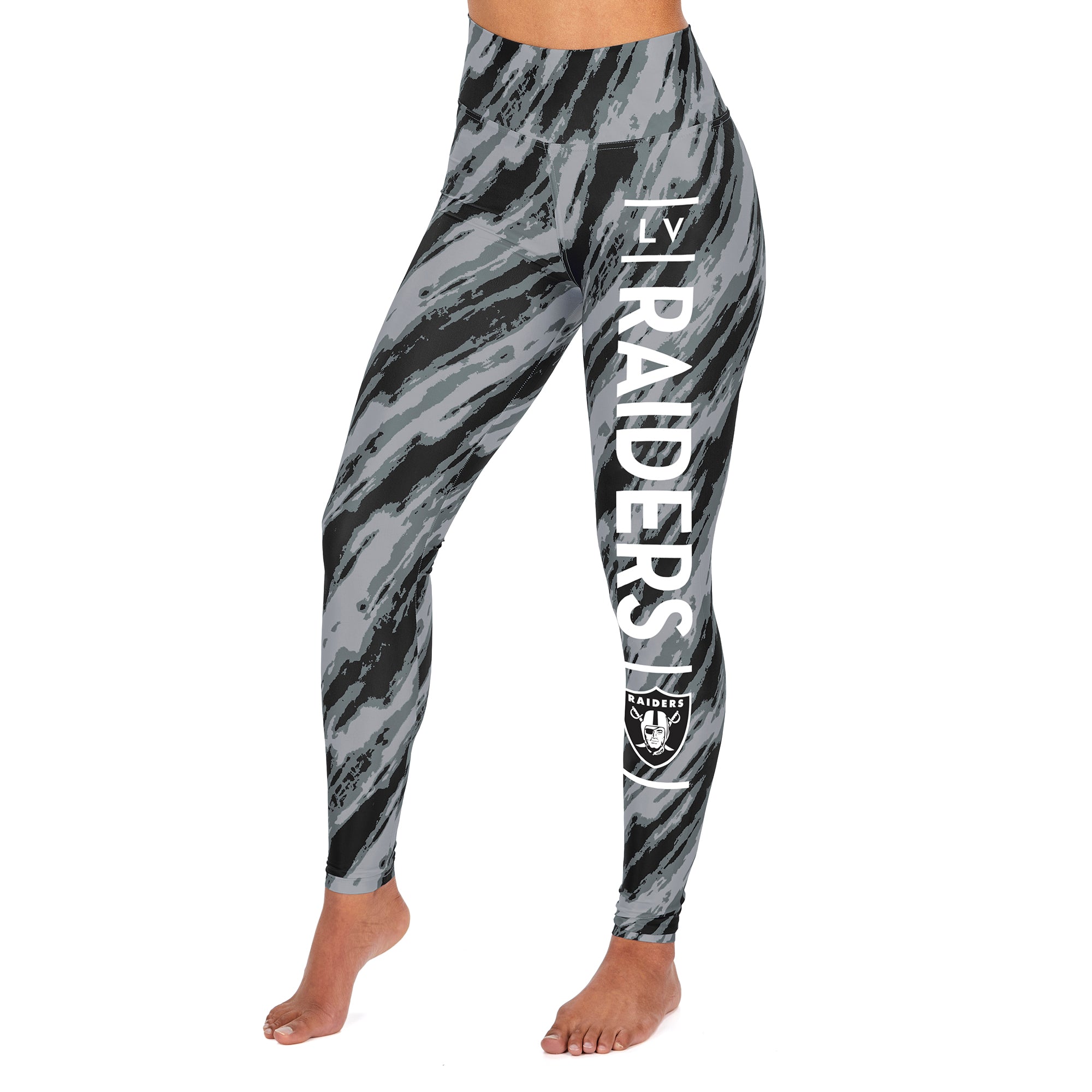 Zubaz NFL Women's Las Vegas Raiders Diagonal Streak Leggings