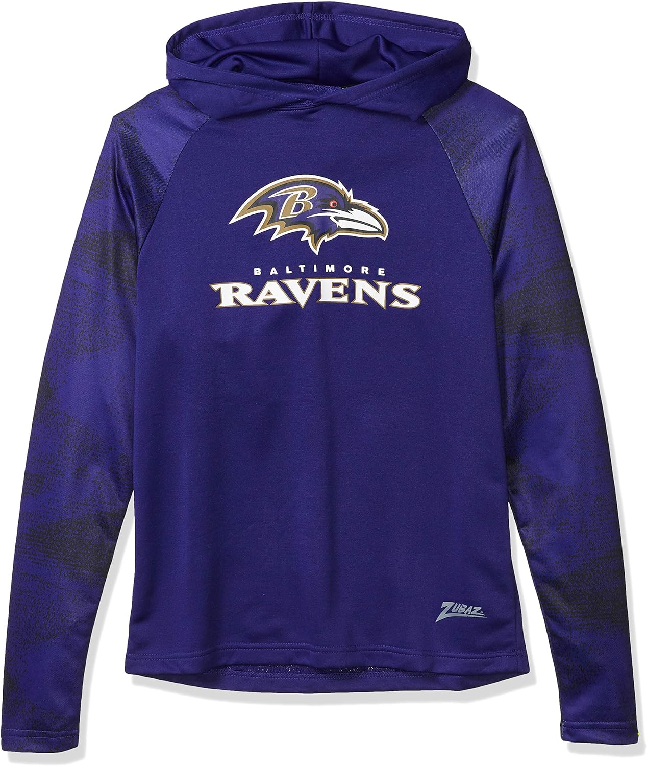 Zubaz NFL MENS BALTIMORE RAVENS SOLID BODY PURPLE/BLACK STATIC FRENCH TERRY LW HOOD Double Extra Large