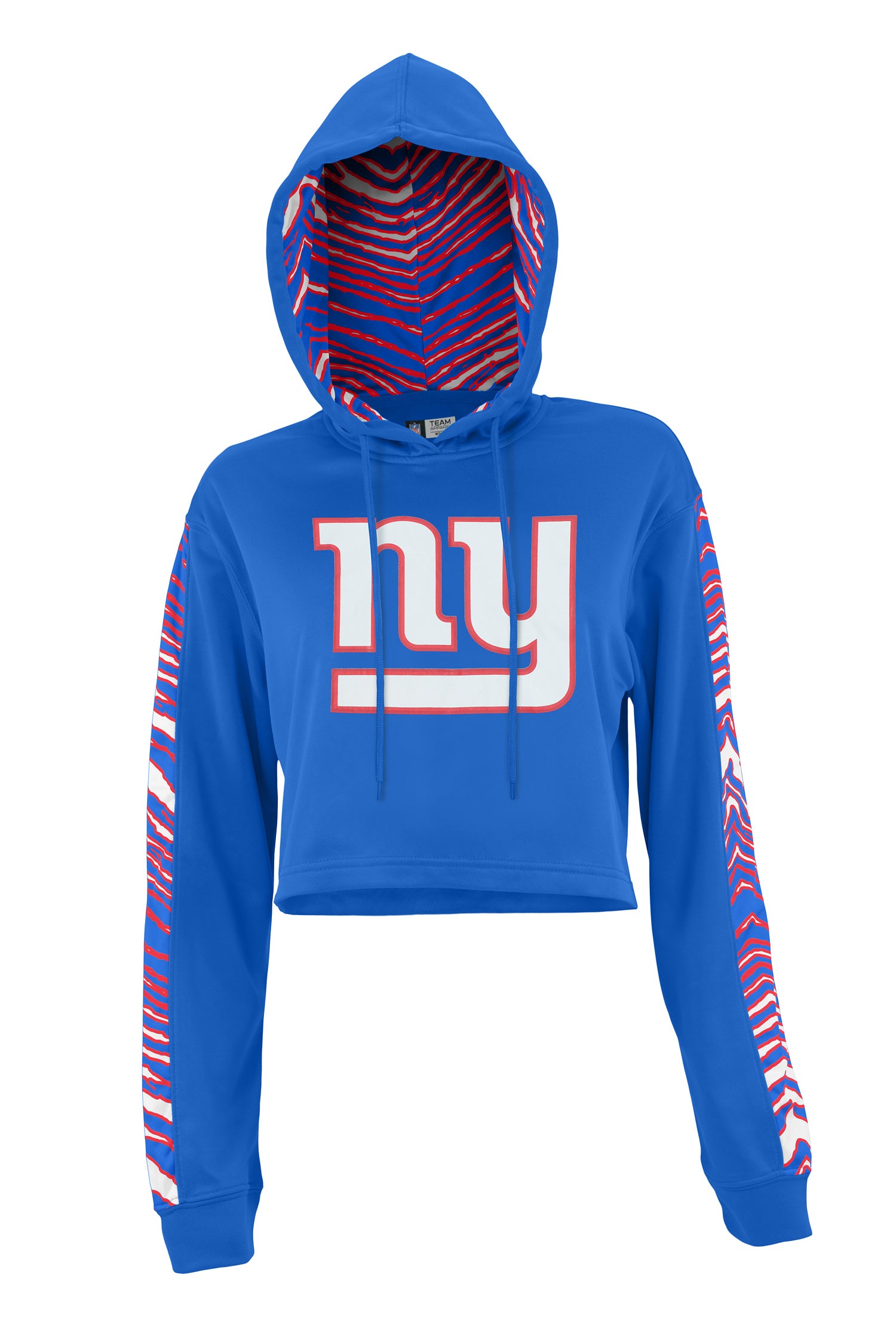 Zubaz NFL Women's New York Giants Zebra Team Logo Crop Top Hoodie