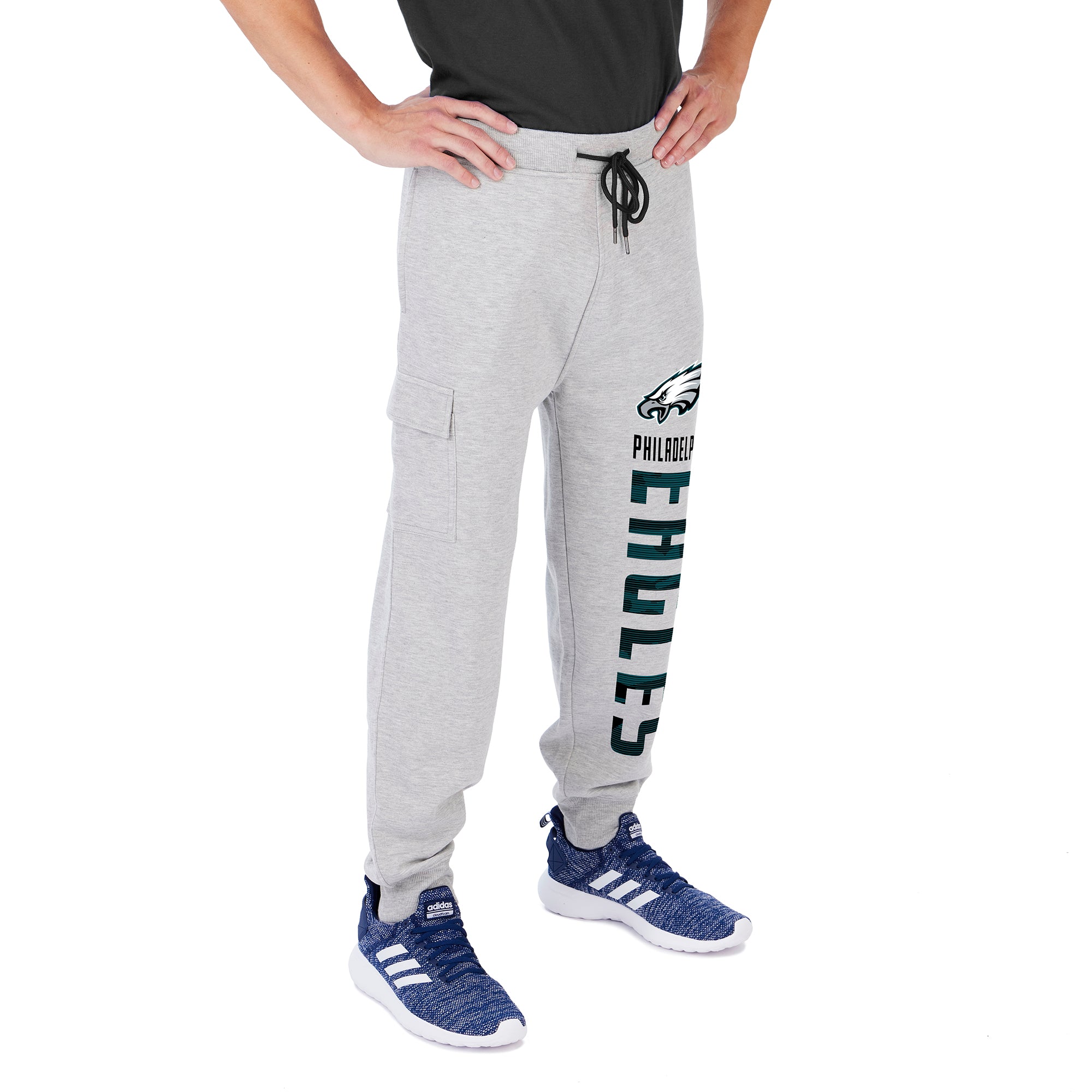 Zubaz Men's NFL Philadelphia Eagles Heather Gray Cargo Sweatpants