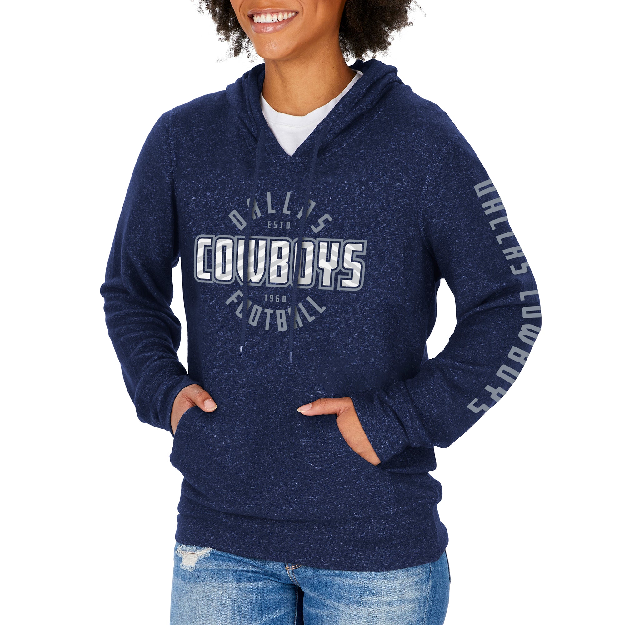 Zubaz NFL Women's Dallas Cowboys Marled Soft Pullover Hoodie