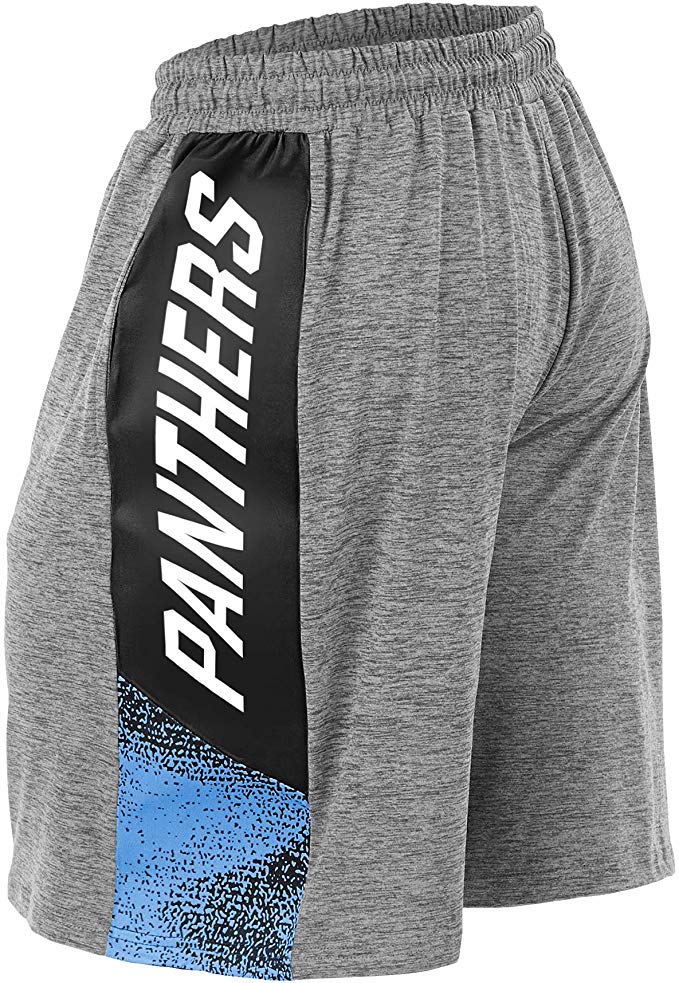 Zubaz NFL Football Mens Carolina Panthers Gray Space Dye Shorts