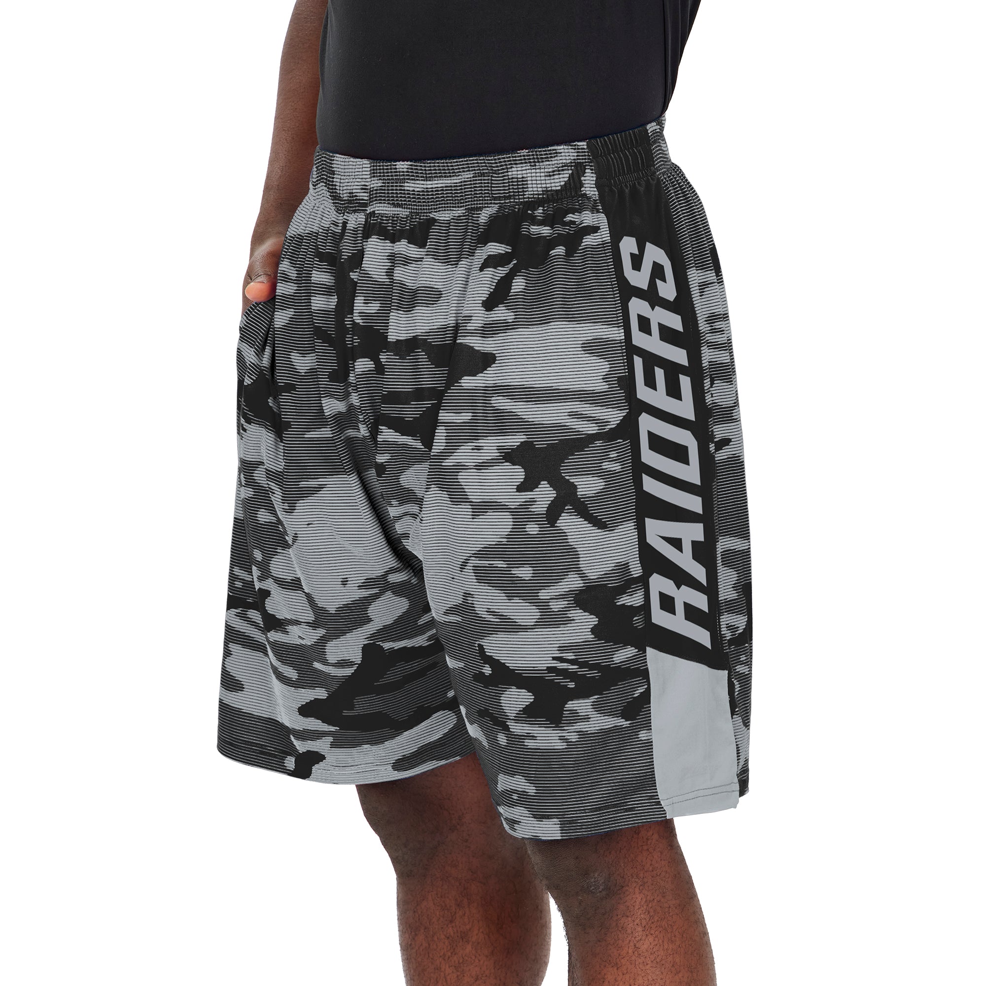 Zubaz Men's NFL Las Vegas Raiders Lightweight Shorts with Camo Lines