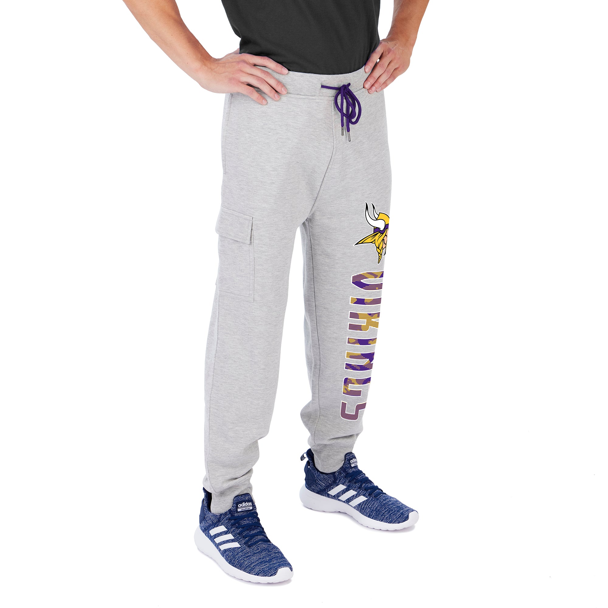 Zubaz Men's NFL Minnesota Vikings Heather Gray Cargo Sweatpants