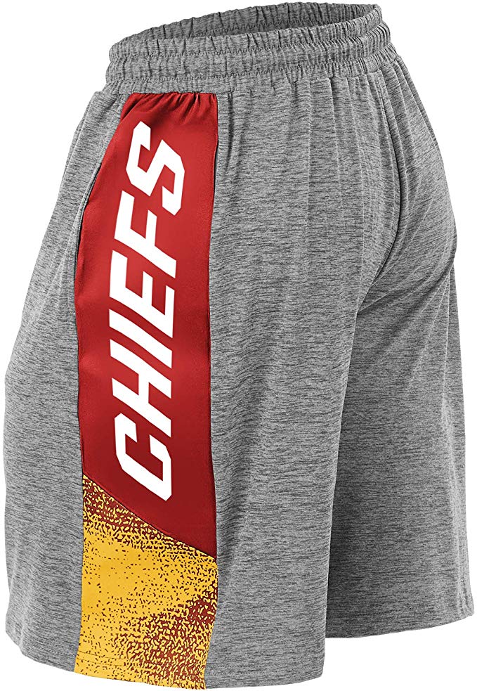 Zubaz NFL Football Mens Kansas City Chiefs Gray Space Dye Shorts