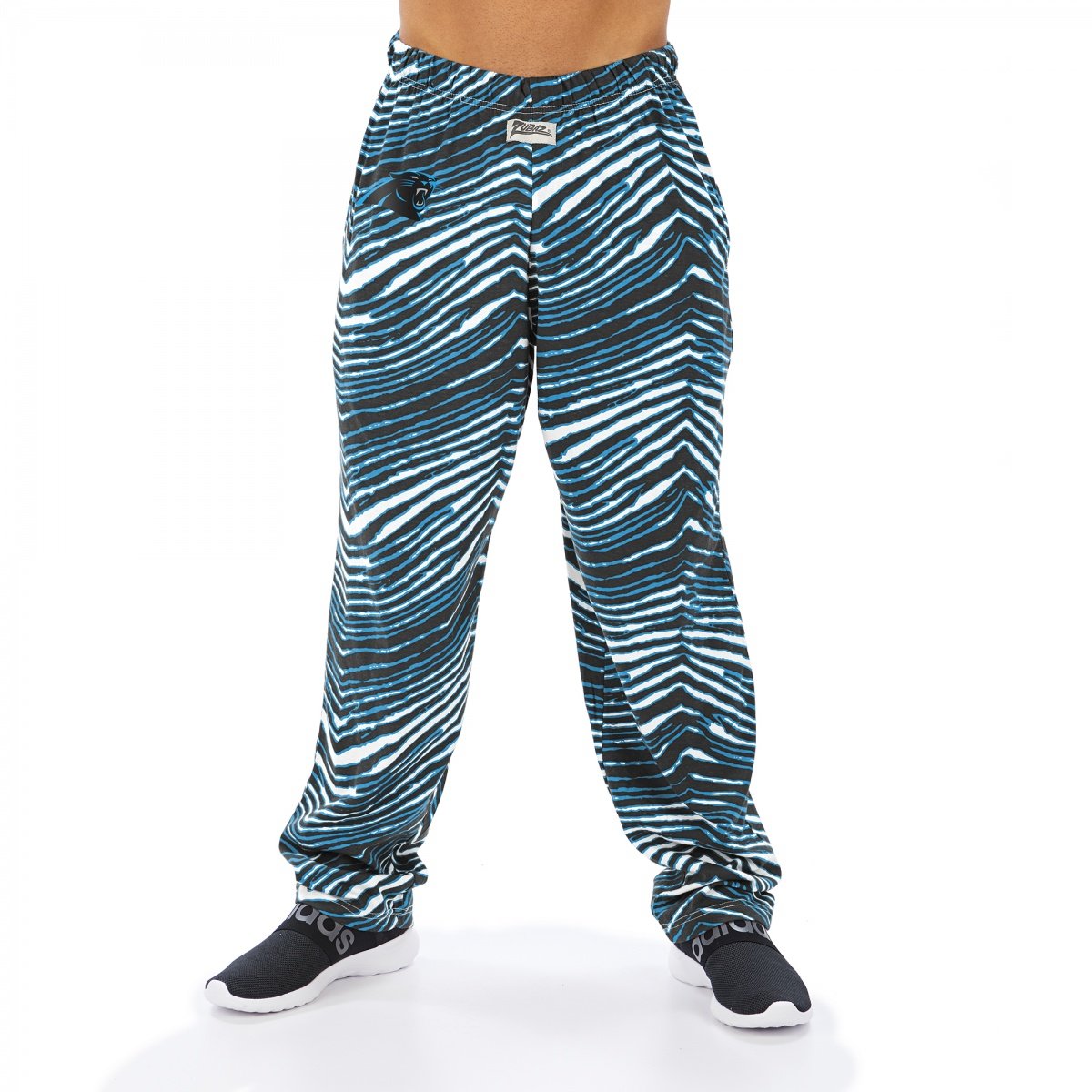 Zubaz NFL Men's Carolina Panthers Classic Zebra Print Team Logo Pants