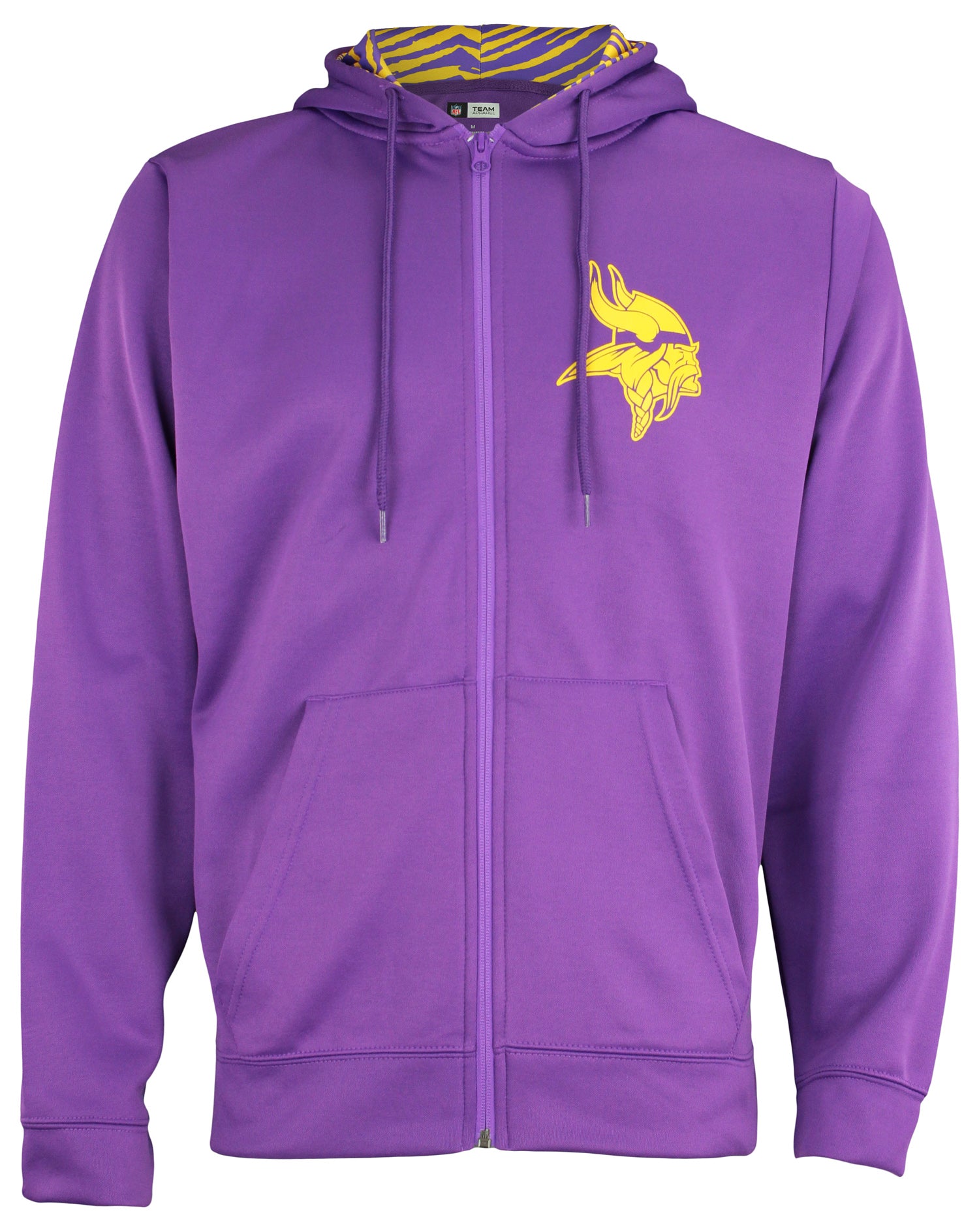 Zubaz NFL Men's Minnesota Vikings Team Full Zip Up Hoodie With Zebra Accents