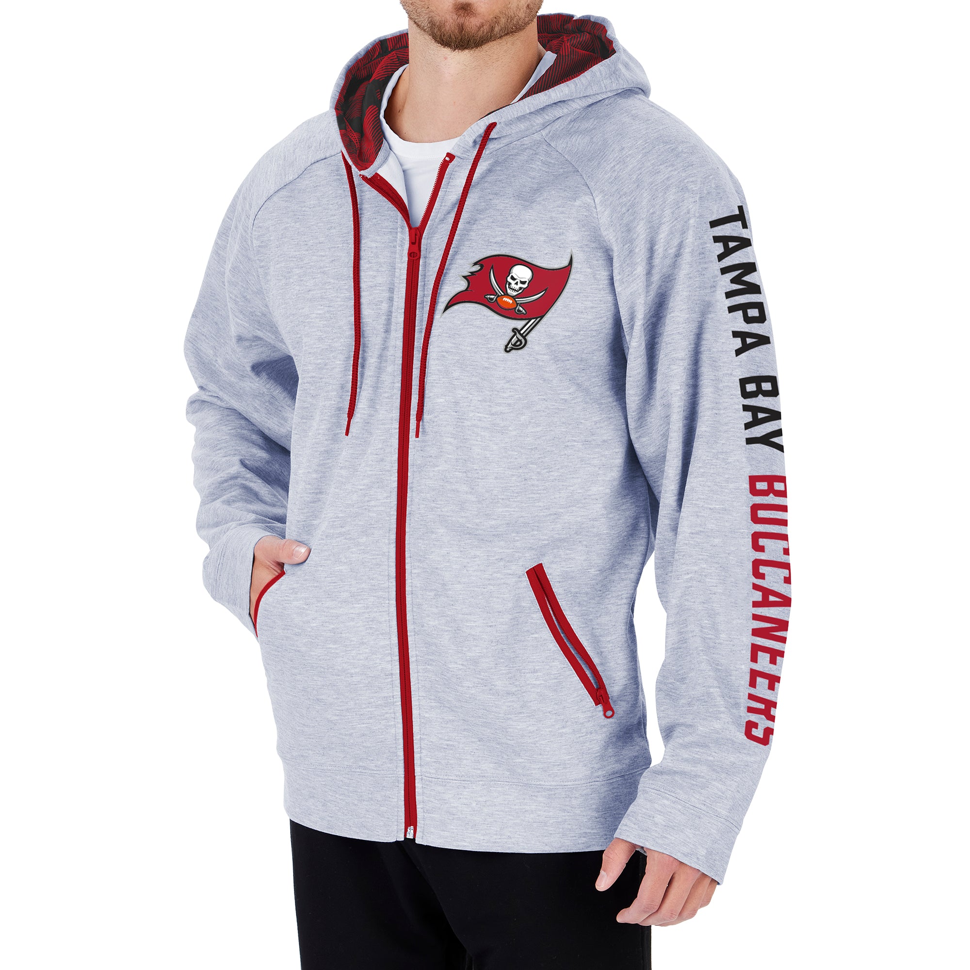 Zubaz NFL Men's Tampa Bay Buccaneers Full Zip Hoodie W/ Camo Lines