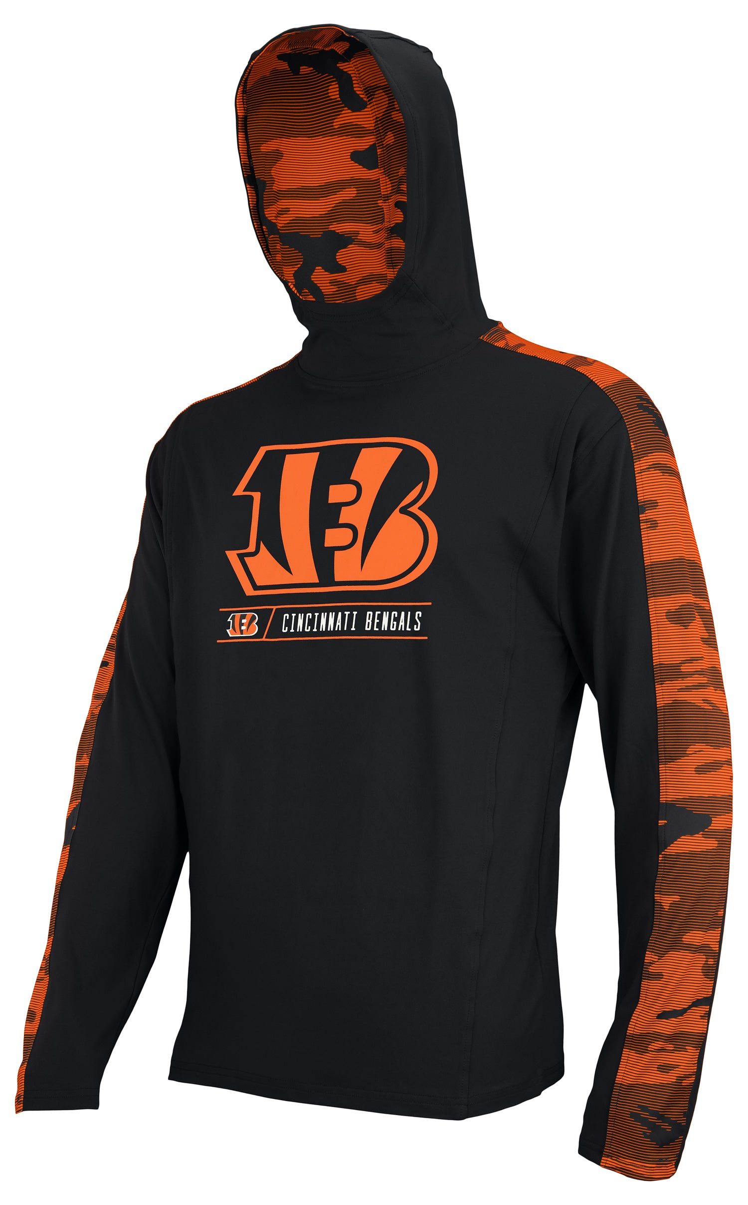 Zubaz NFL Men's Cincinnati Bengals Team Color Block 1/4 Camo Lines Zip Hoodie