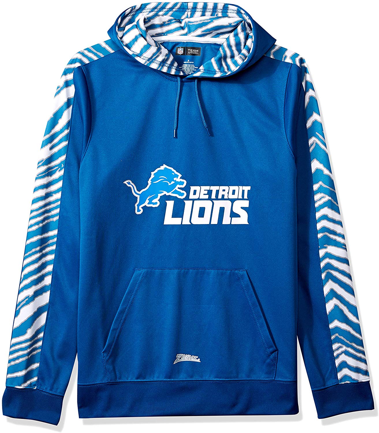 Zubaz NFL Football Men's Detroit Lions Zebra Accent Solid Hoodie