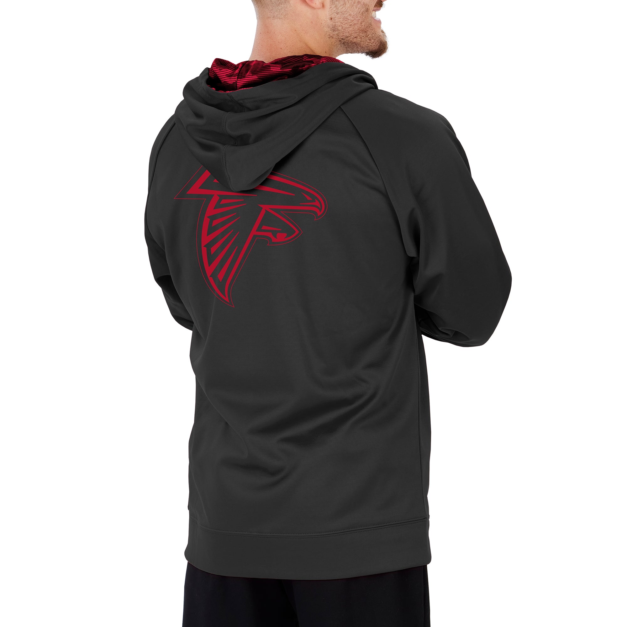 Zubaz NFL Men's Atlanta Falcons Full Zip Camo Hoodie With Team Color Camo Lines