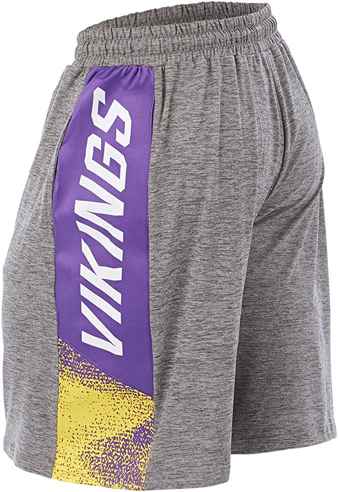 Zubaz NFL Football Mens Minnesota Viking Gray Space Dye Shorts