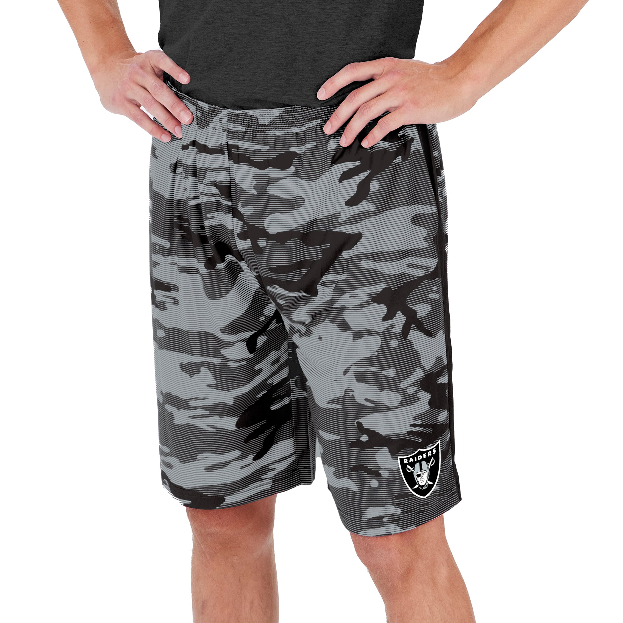 Zubaz Men's NFL Las Vegas Raiders Lightweight Camo Lines Shorts with Logo