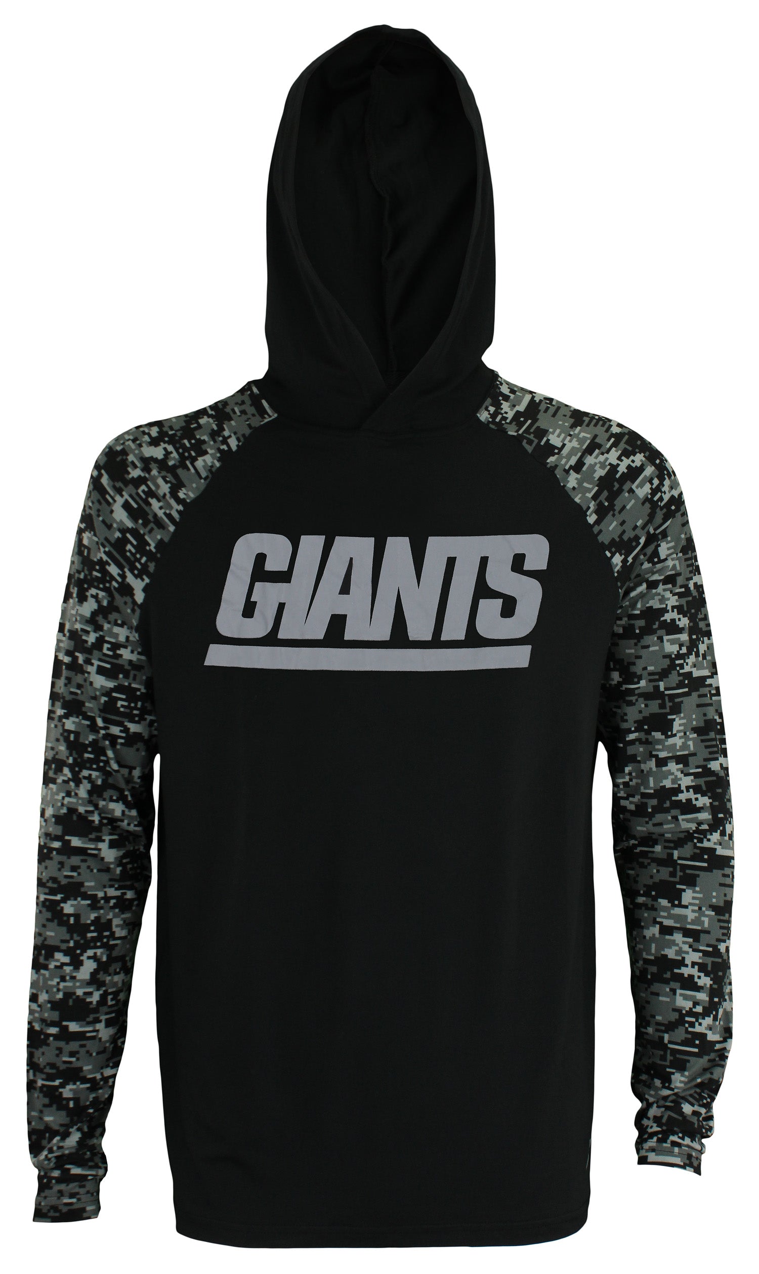 Zubaz NFL Men's New York Giants Solid Body Digital Camo Trim Hoodie, Black