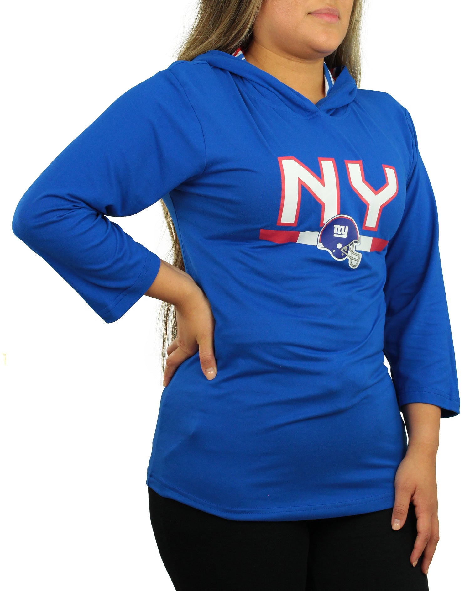 Zubaz NFL Women's New York Giants Solid Team Color Lightweight Pullover