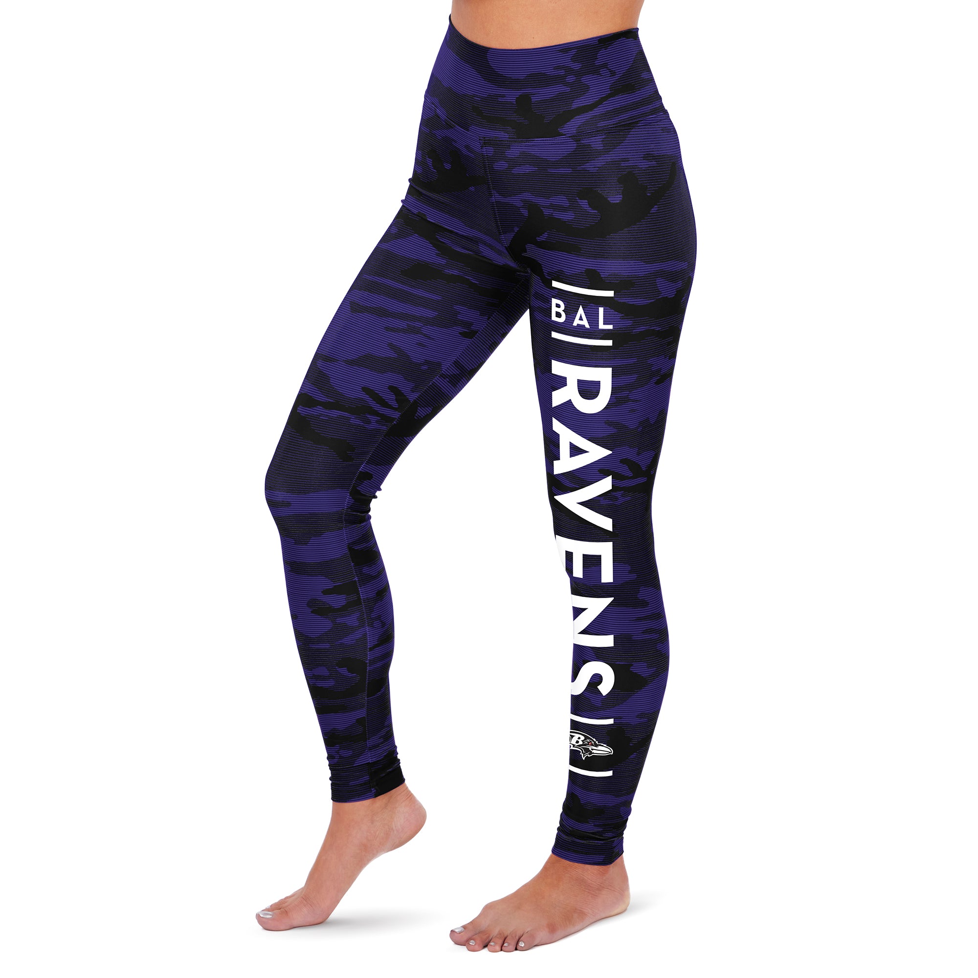 Zubaz NFL Women's Baltimore Ravens Marled Camo Lines Leggings