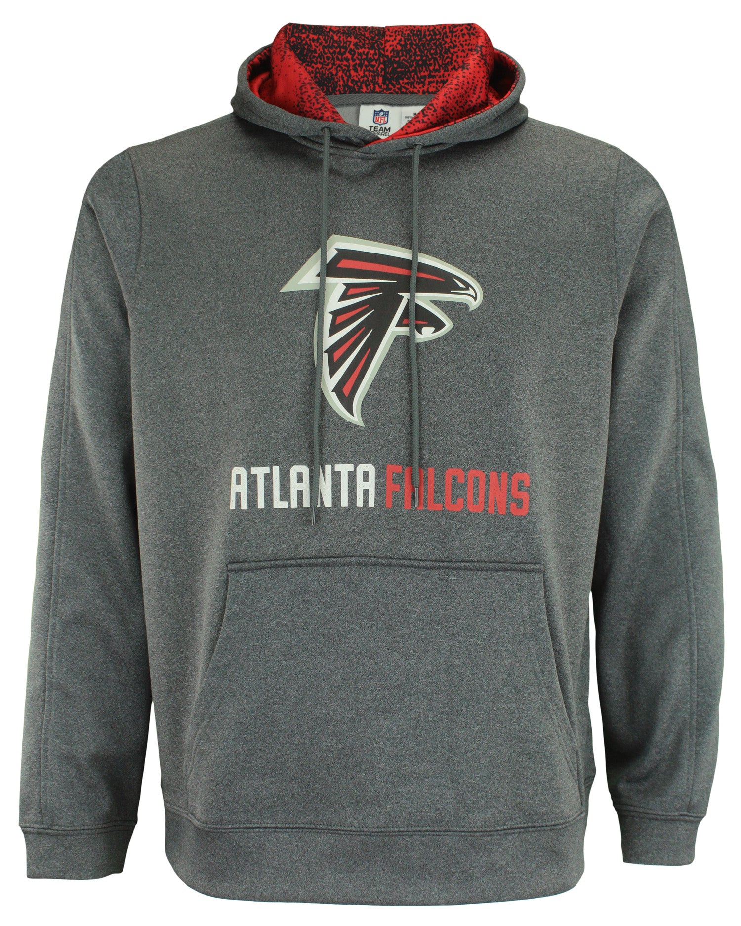 Zubaz NFL Atlanta Falcons Men's Heather Grey Performance Fleece Hoodie