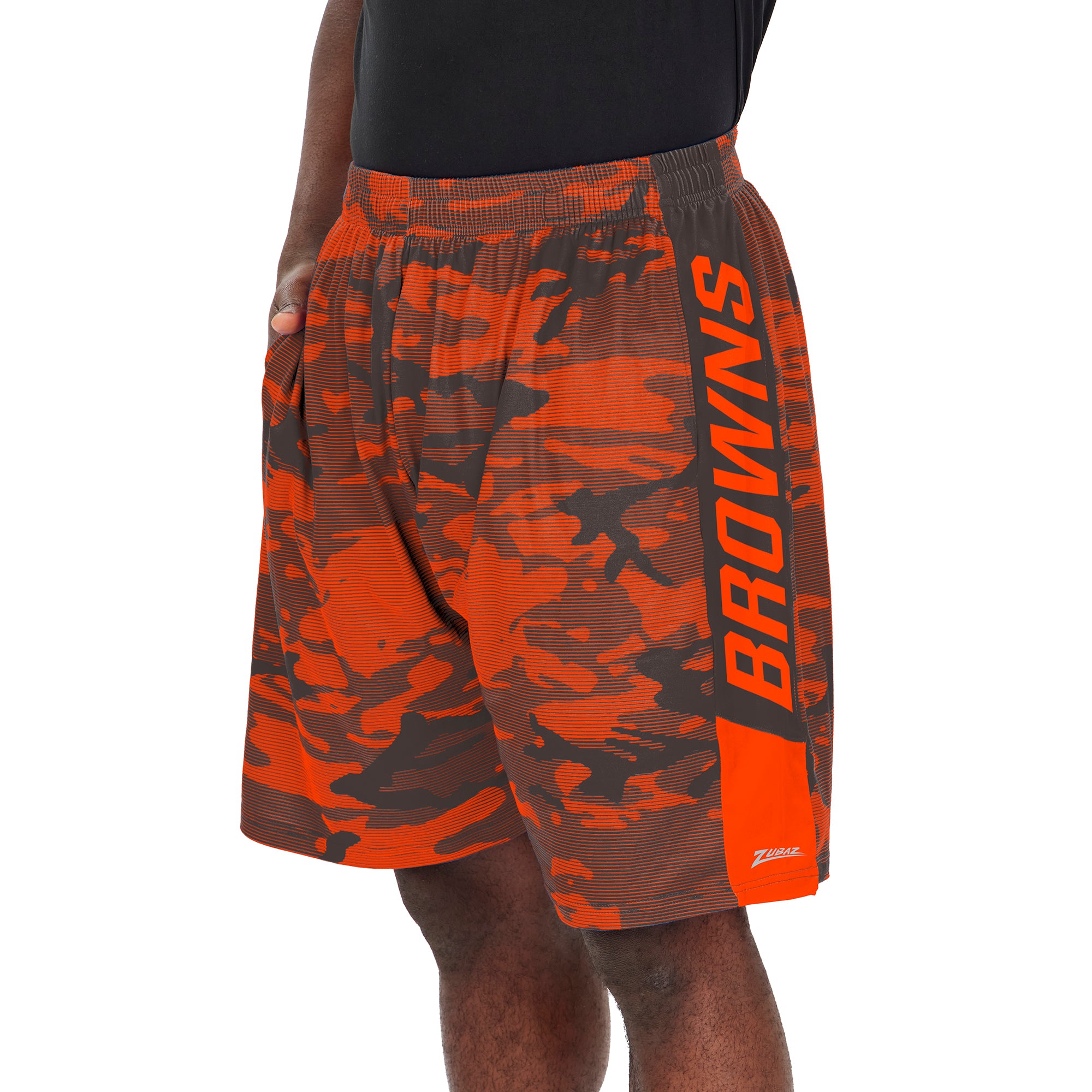 Zubaz Men's NFL Cleveland Browns Lightweight Shorts with Camo Lines