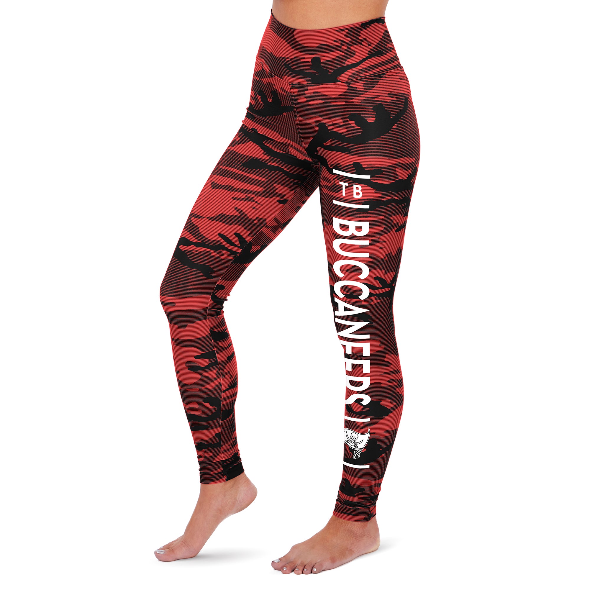 Zubaz NFL Women's Tampa Bay Buccaneers Marled Camo Lines Leggings