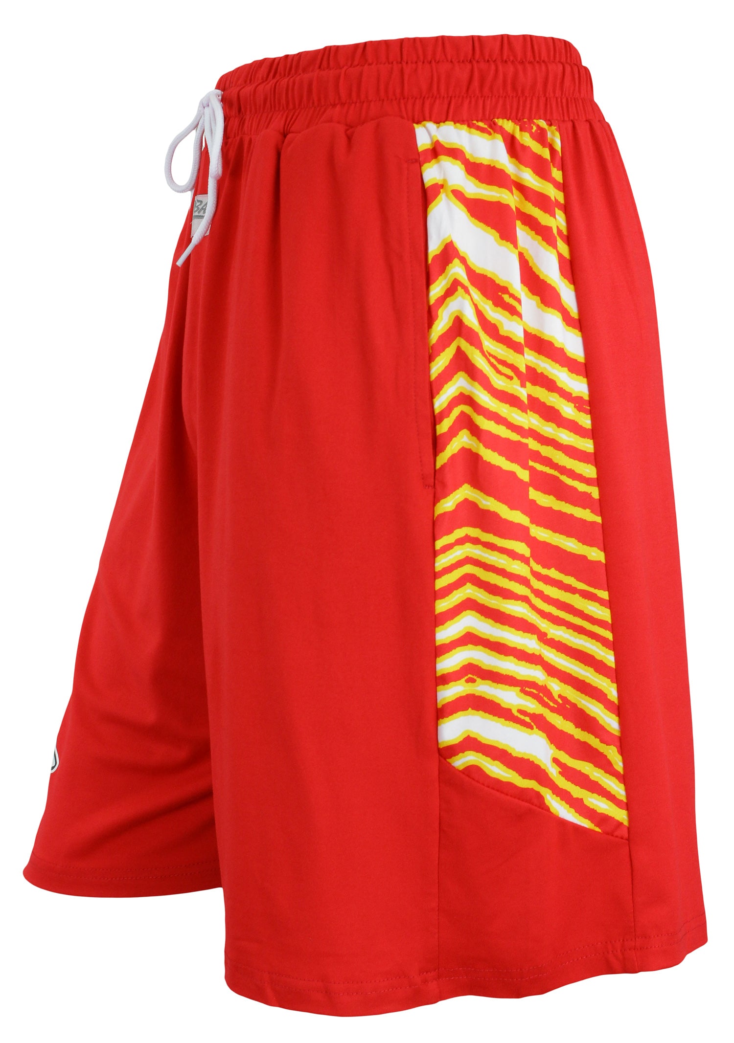 Zubaz NFL Men's Kansas City Chiefs Team Logo Zebra Side Seam Shorts, Red