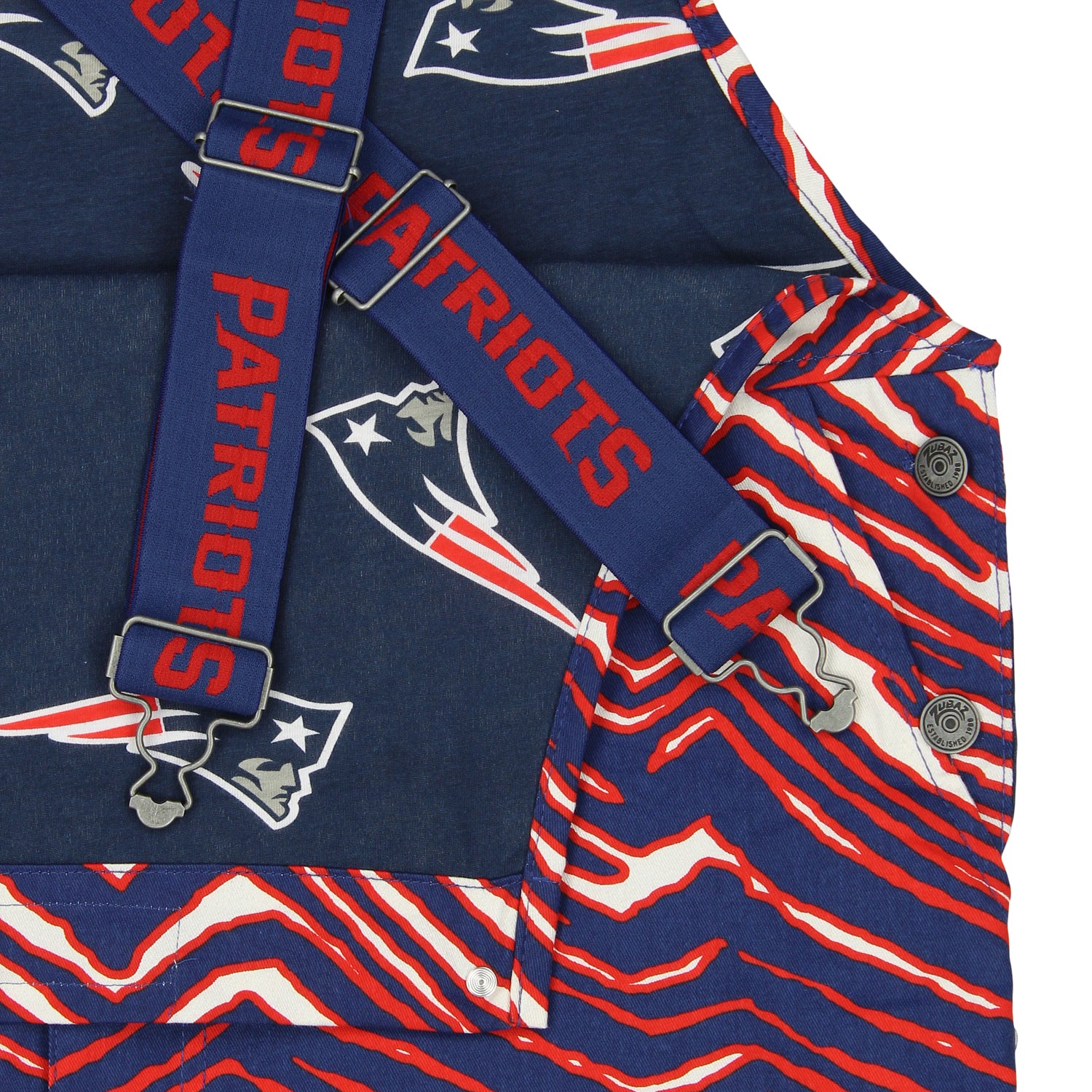 Zubaz NFL Men's New England Patriots Zebra Printed Team Bib Overalls