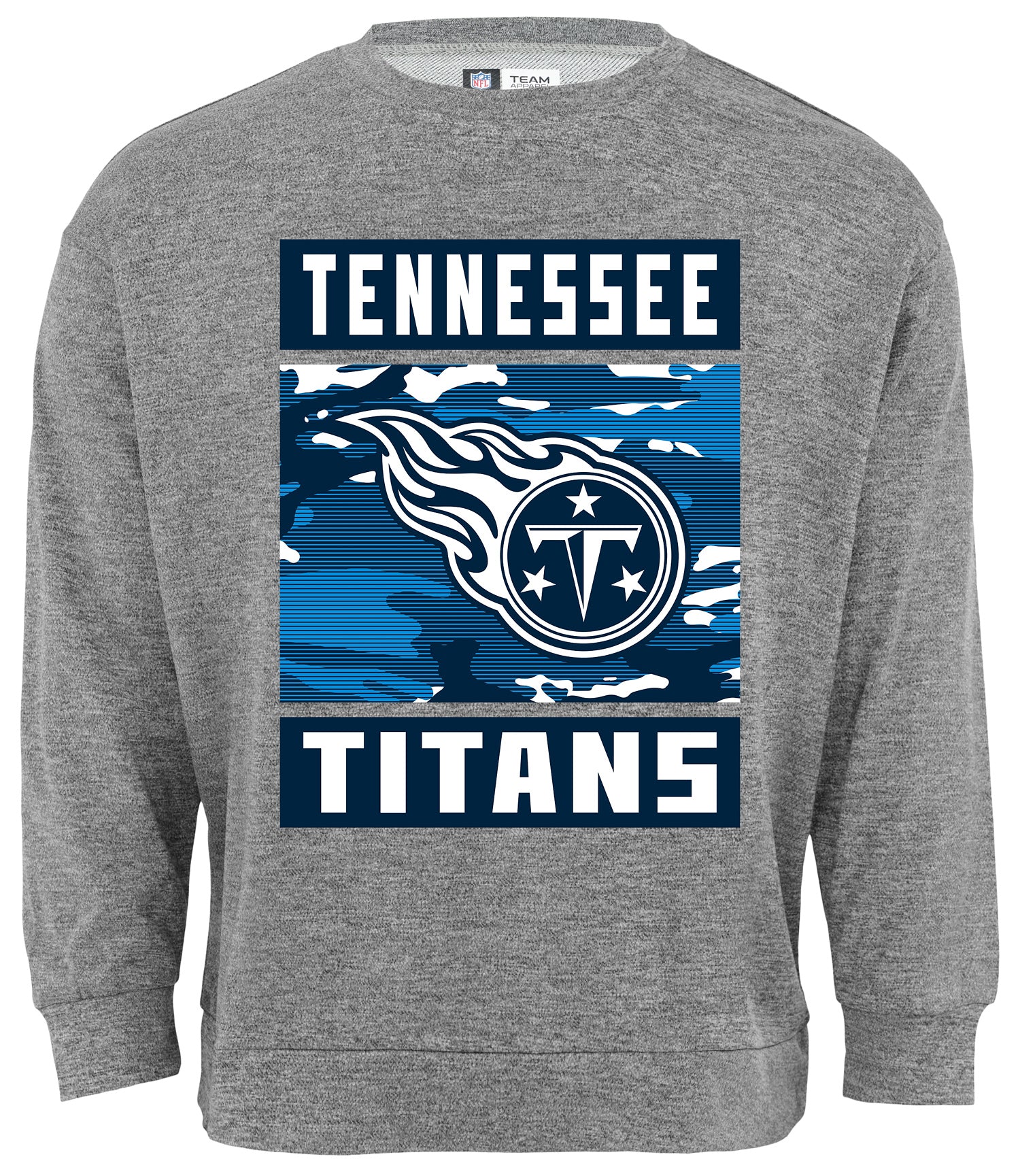 Zubaz NFL Men's Tennessee Titans Heather Grey Camo Team Crewneck Sweatshirt