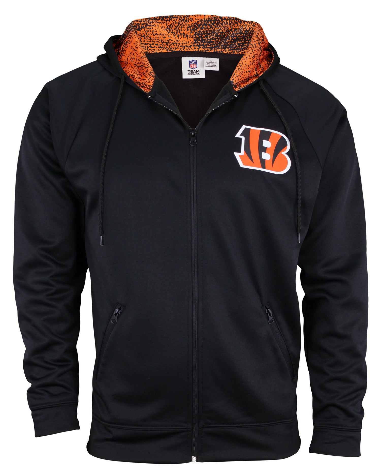 Zubaz NFL Men's Cincinnati Bengals Full Zip Performance Fleece Hoodie Jacket Size LARGE