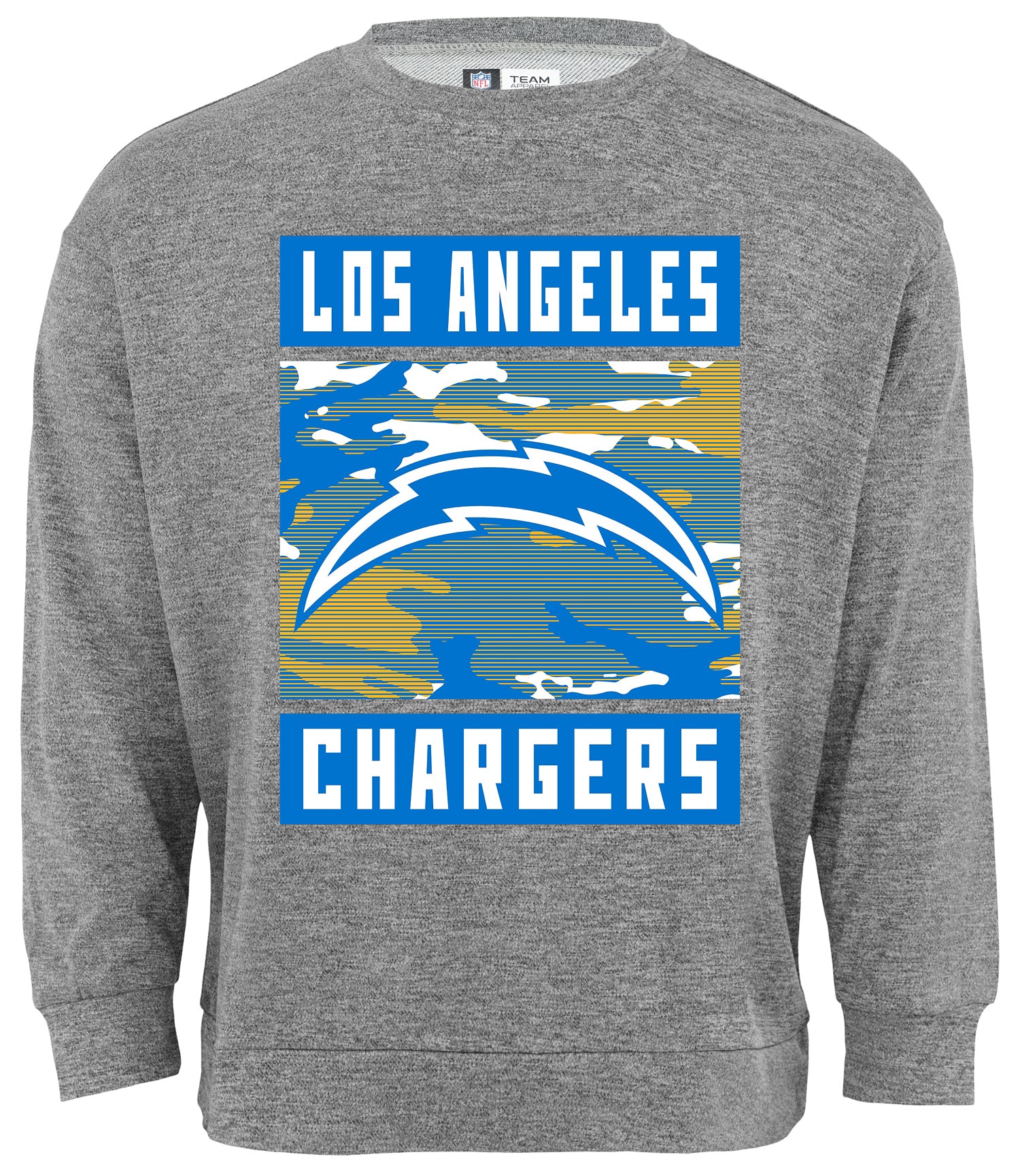 Zubaz NFL Men's Los Angeles Chargers Heather Grey Camo Team Crewneck Sweatshirt