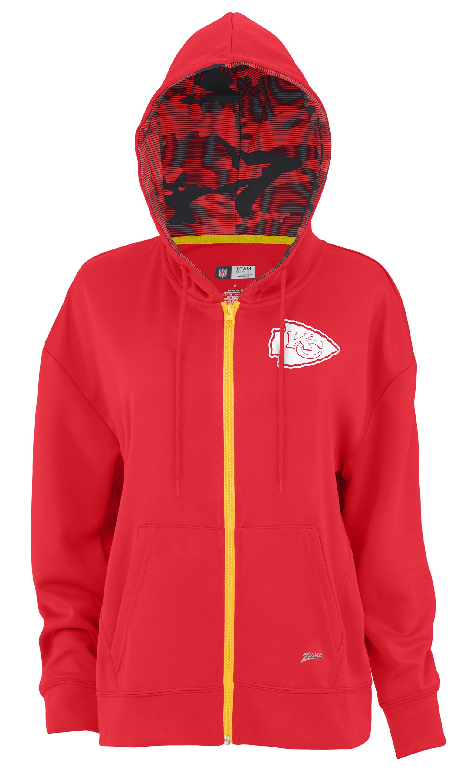 Zubaz NFL Women's Standard Full Zip Hoodie Kansas City Chiefs