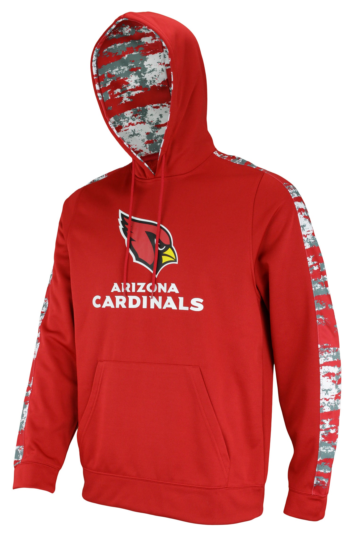 Zubaz NFL Men's Arizona Cardinals Performance Hoodie w/ Oxide Sleeves. Red