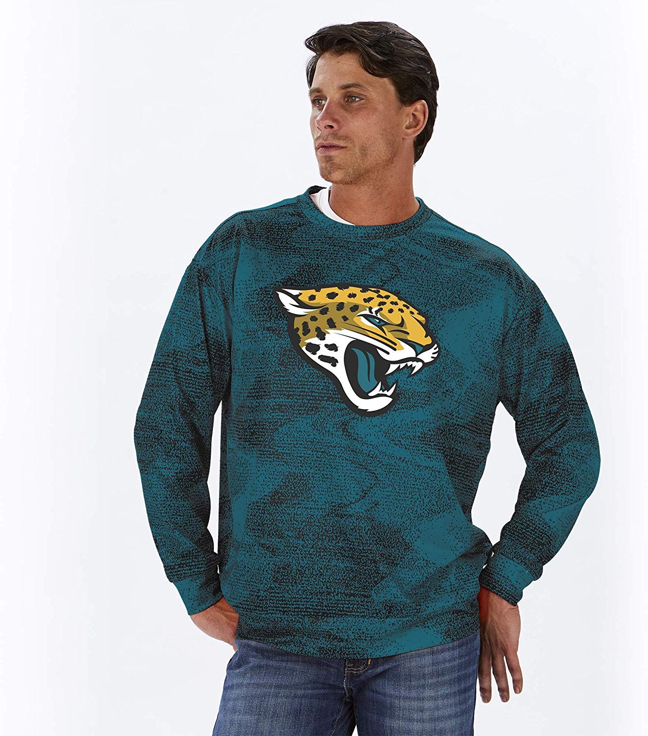 Zubaz NFL Football Men's Jacksonville Jaguars Static Crew Neck Sweatshirt