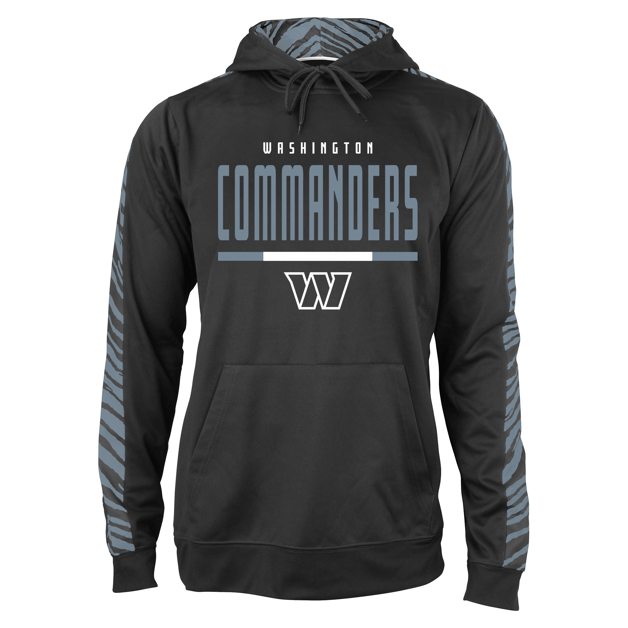 Zubaz NFL Men's Black and Grey Tonal Zebra Hoodie and Sleeve Washington Commanders