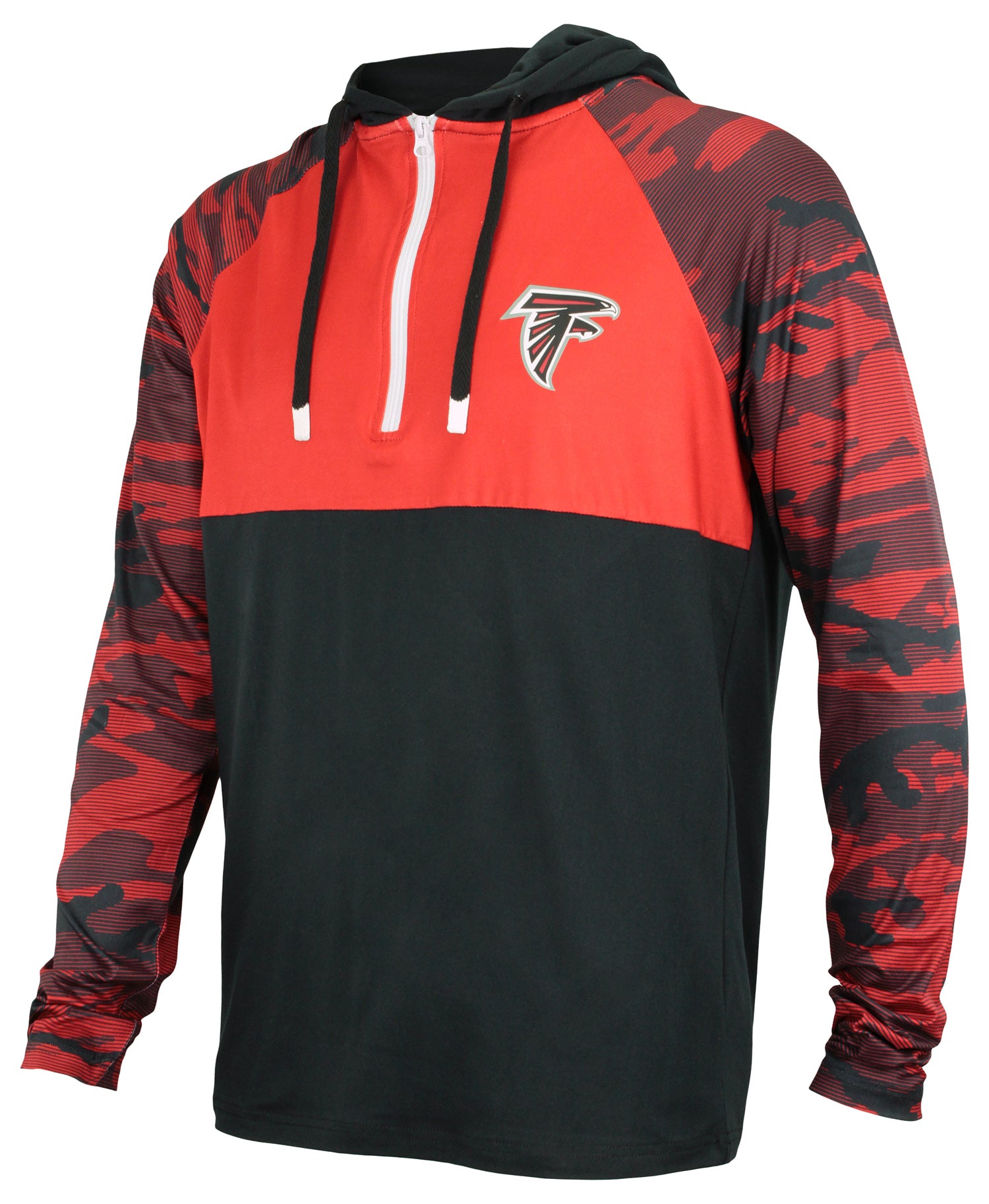 Zubaz NFL ATLANTA FALCONS TEAM COLOR BLOCK LIGHTWEIGHT HOOD W/ 1/4 ZIPPER & CAMO LINES SLEEVES XX-Large , 833001